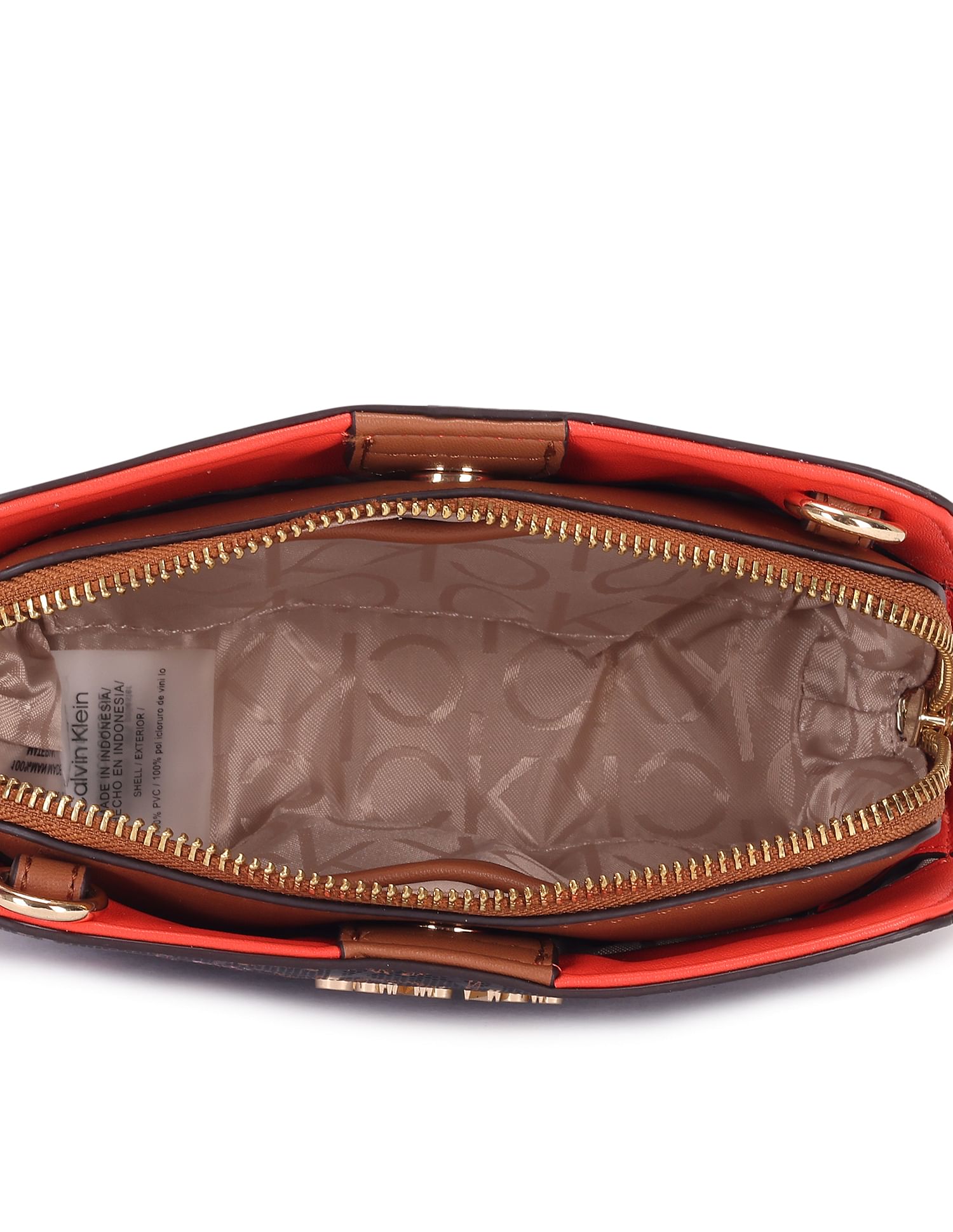 Calvin Klein Jeans Women Brown Monogram Lucy Crossbody Bag