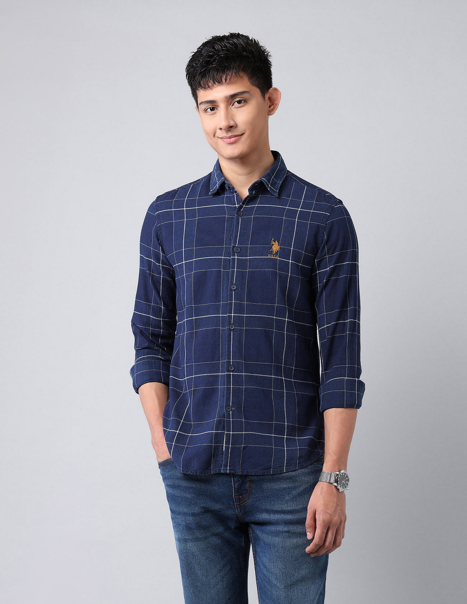 U.S. Polo Assn. Denim Co. Grid Tattersall Checked Dobby Shirt