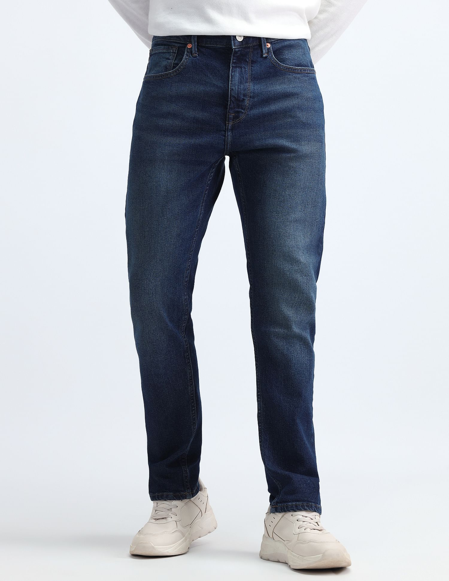 Flying Machine Slash Slim Tapered Fit Jeans
