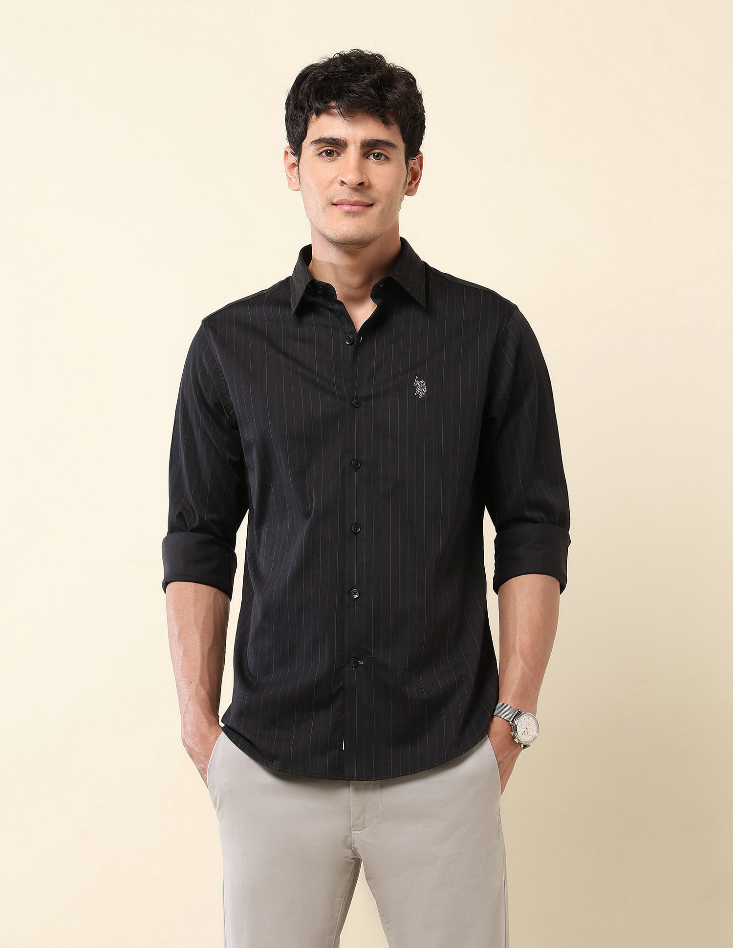 U.S. Polo Assn. Pinstriped Tailored Fit Shirt