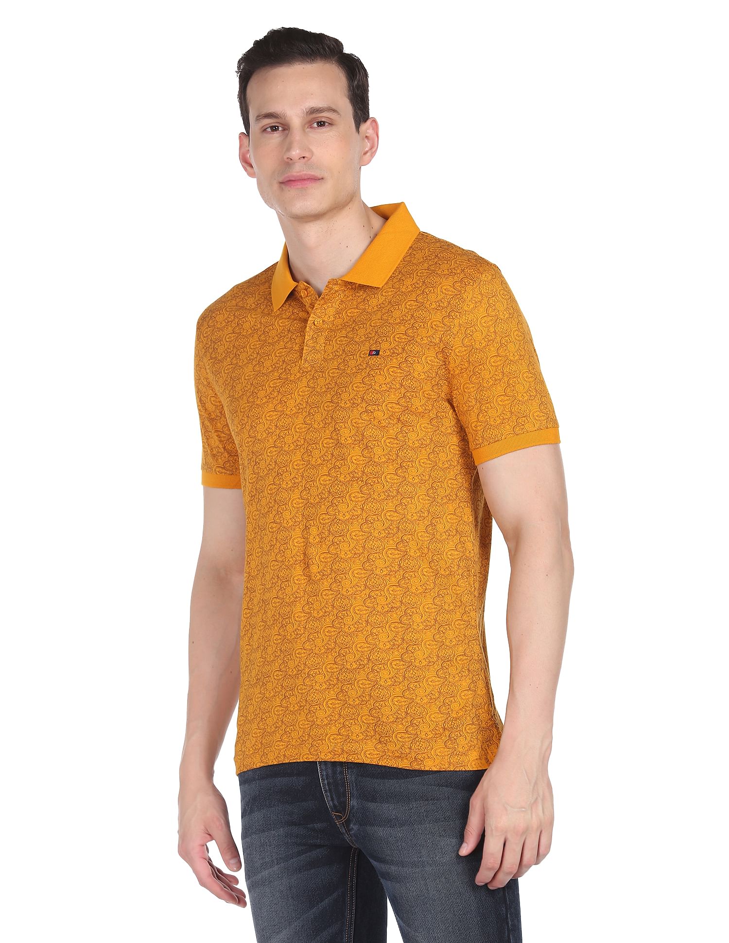 AD by Arvind Modern Abstract Print Polo Shirt