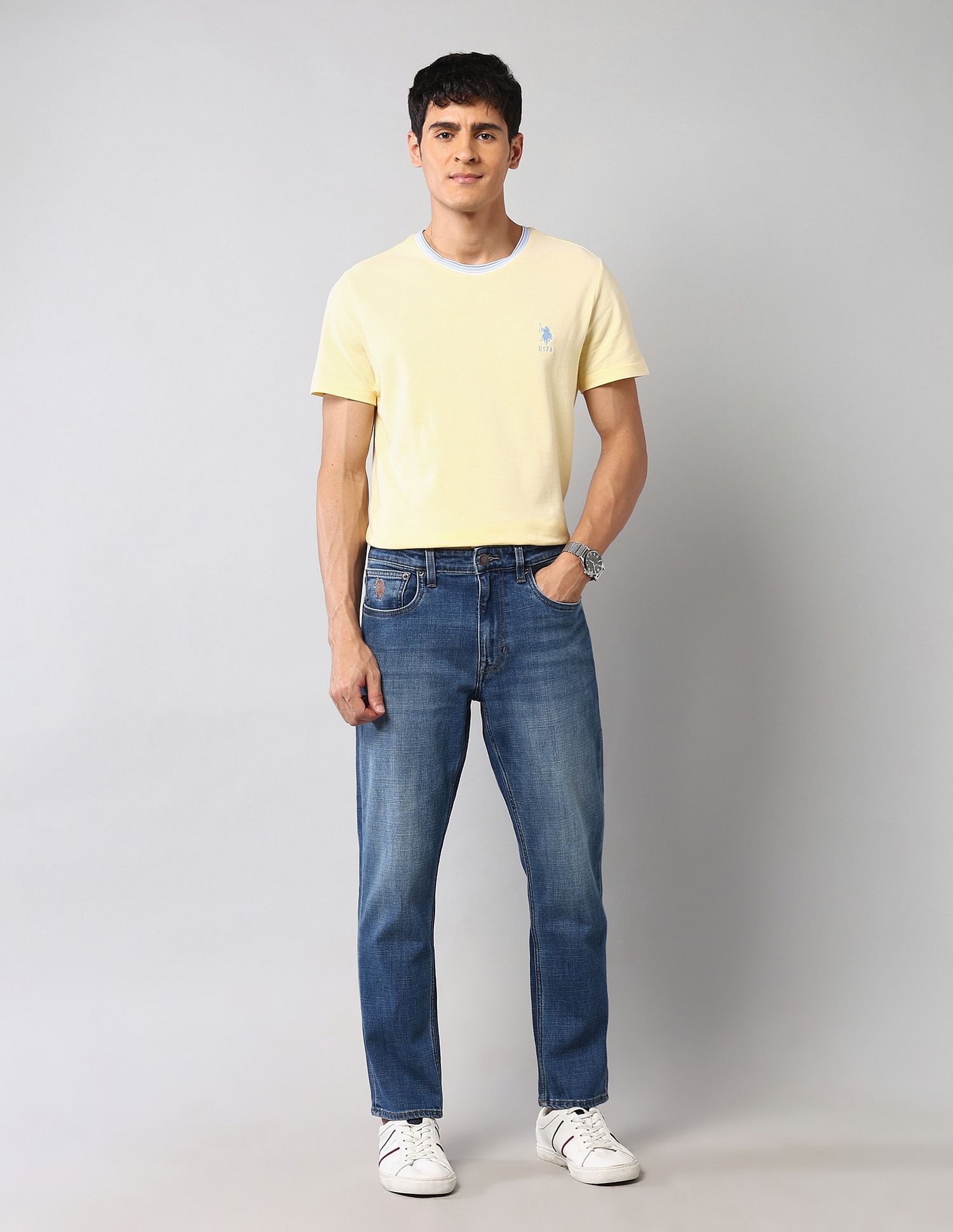 U.S. Polo Assn. Denim Co. Cole Comfort Cropped Fit Blue Vintage Jeans
