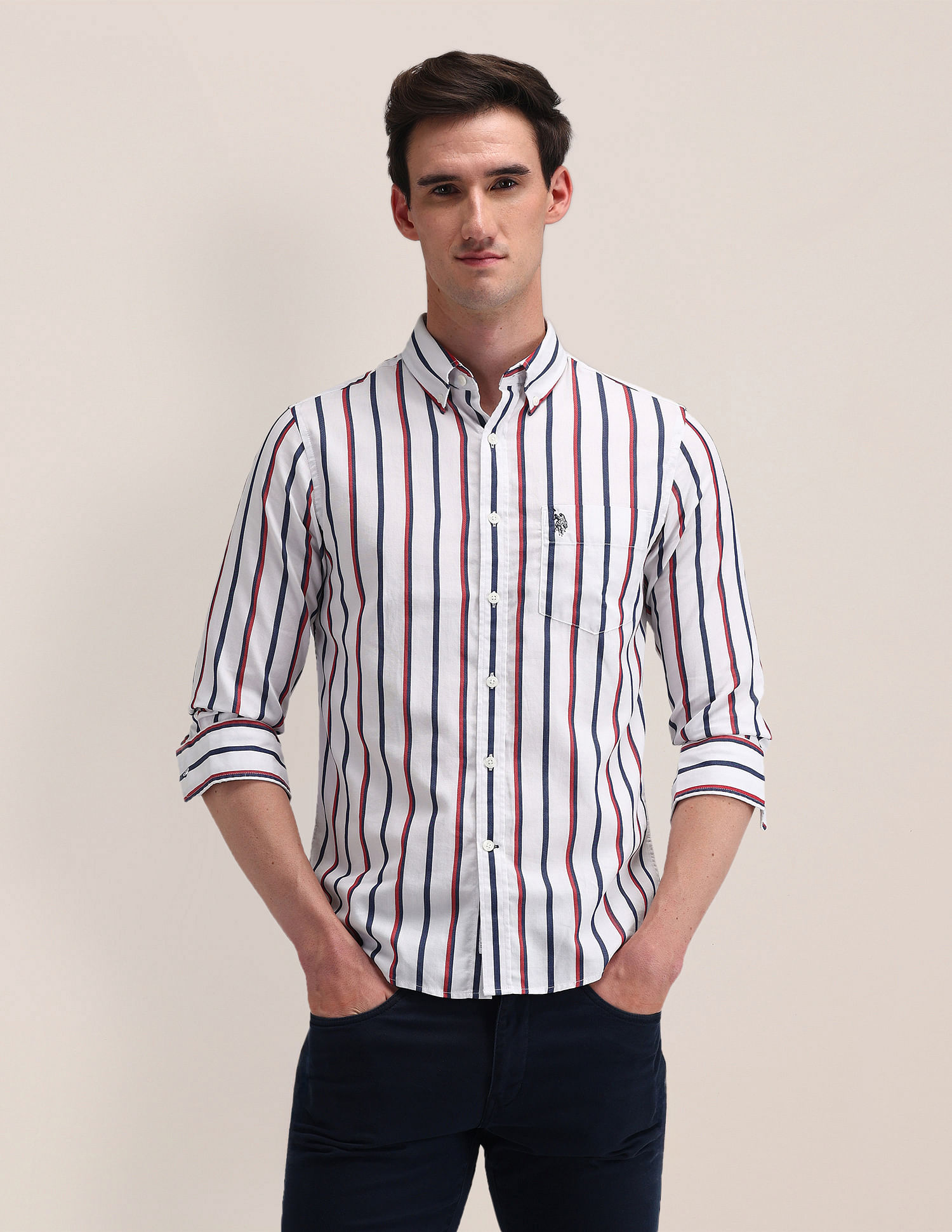 U.S. Polo Assn. Tailored Fit Cotton Striped Shirt