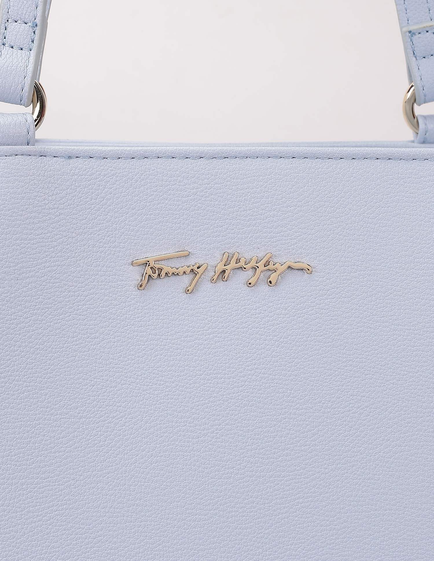 Tommy Hilfiger Solid Blue Pu Tote Bag