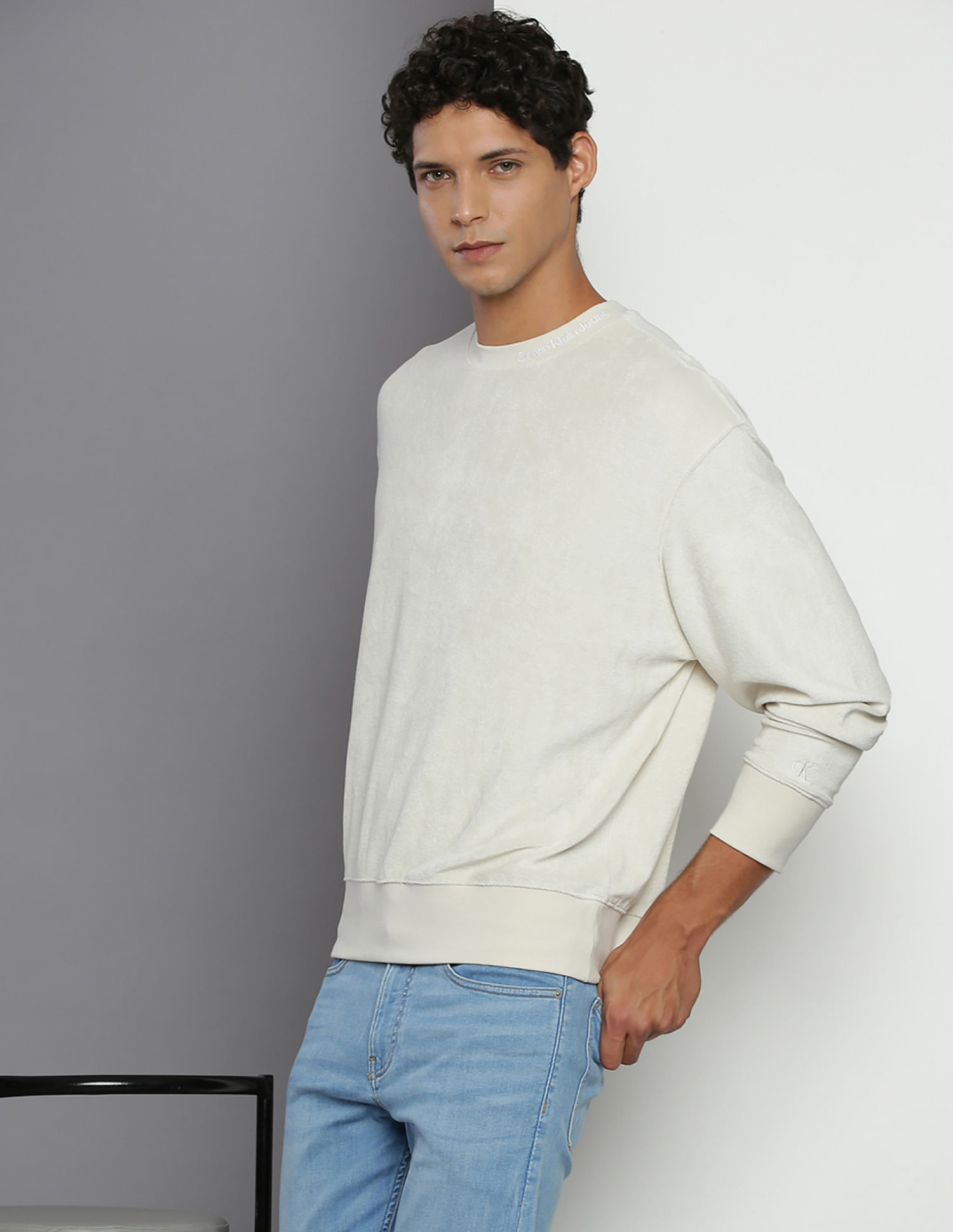 Calvin Klein Crew Neck Towelling Sweatshirt