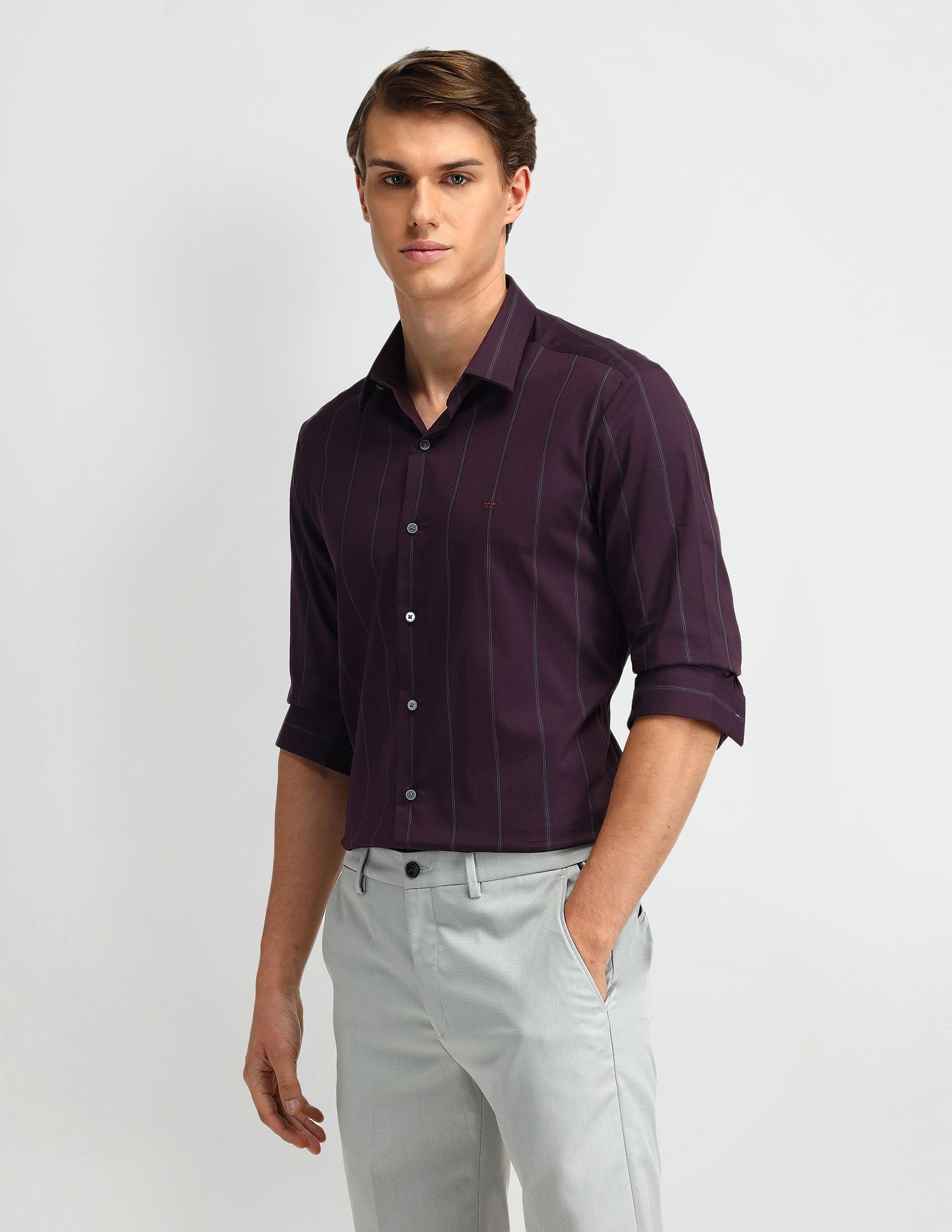 Arrow Newyork Vertical Striped Slim Fit Shirt