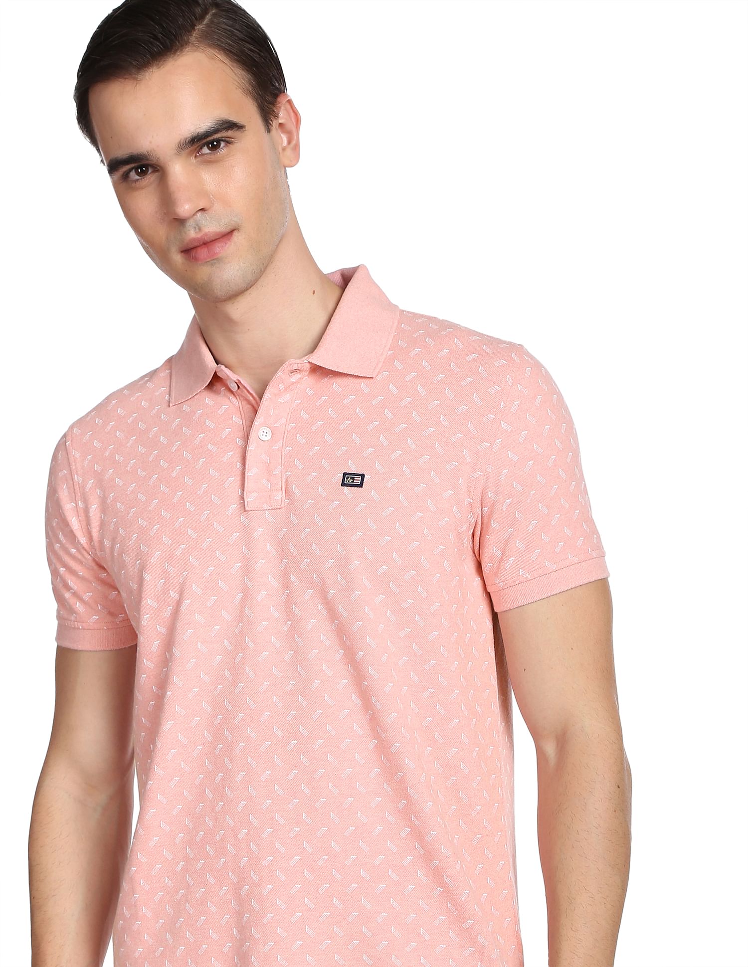Arrow Sports Geometric Print Cotton Polo Shirt