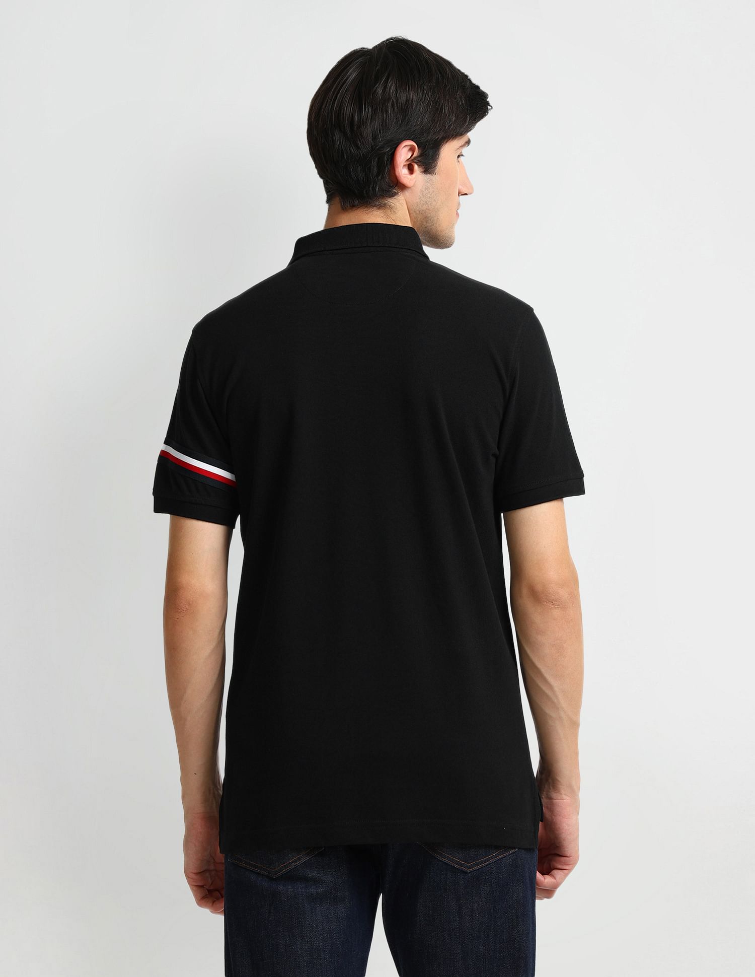 Arrow Sports Striped Tape Solid Polo Shirt
