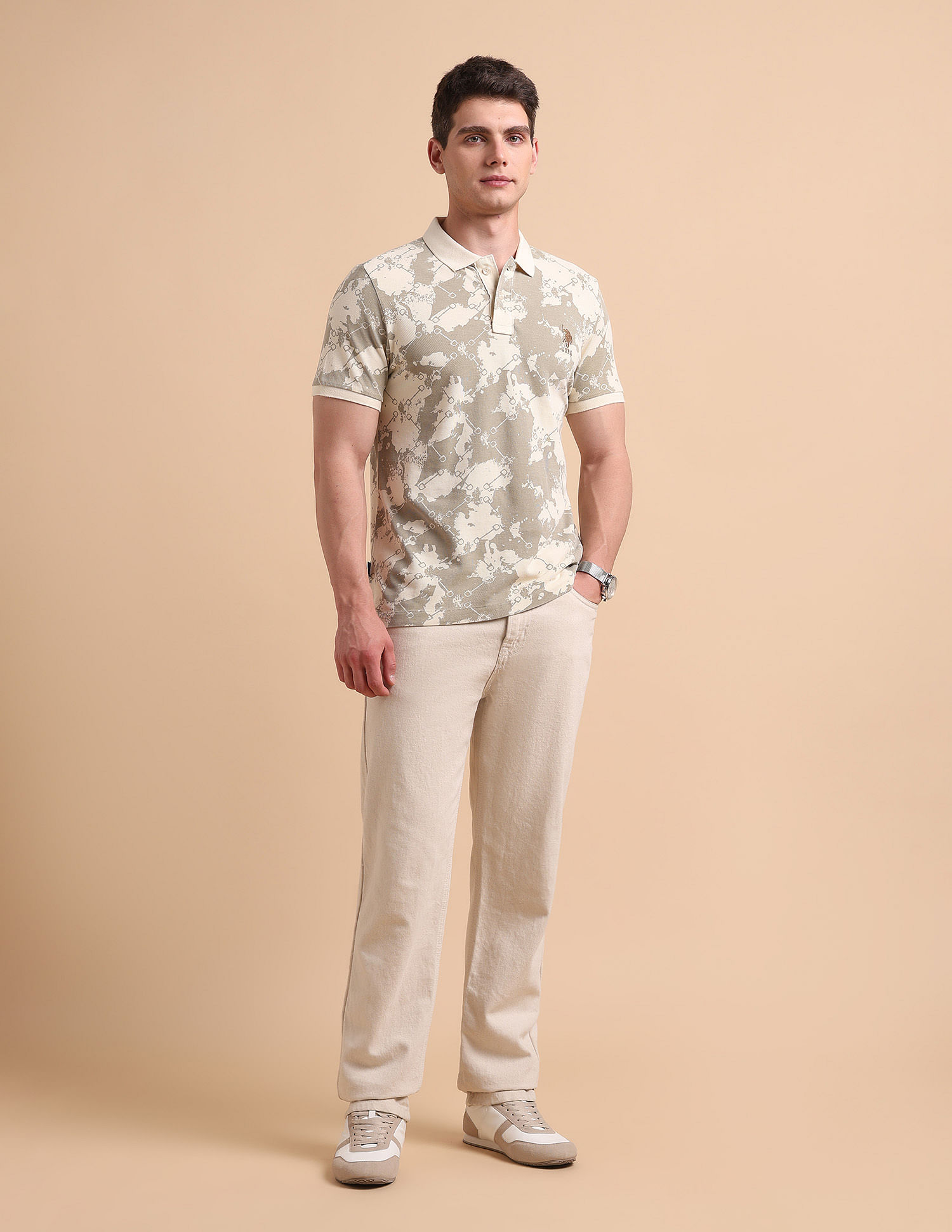 U.S. Polo Assn. Denim Co. Abstract Printed Pure Cotton Polo Shirt