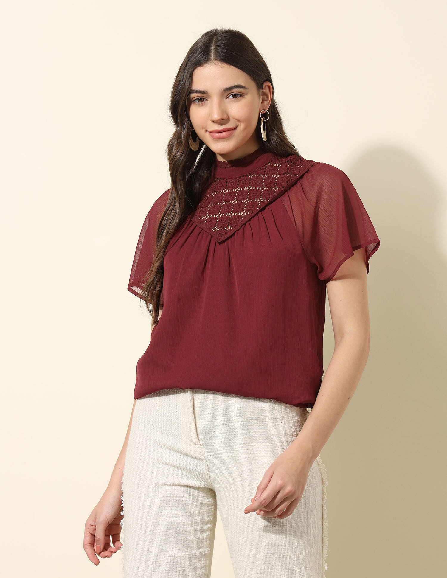 U.S. Polo Assn. Women Lace Detailed Top