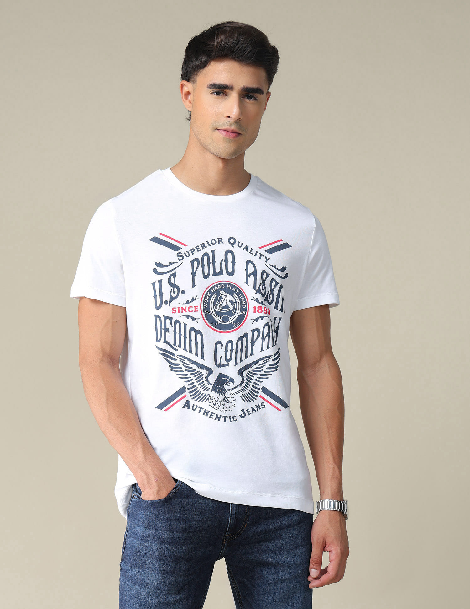 Buy Polo Denim Brand Print Slim Fit T-Shirt