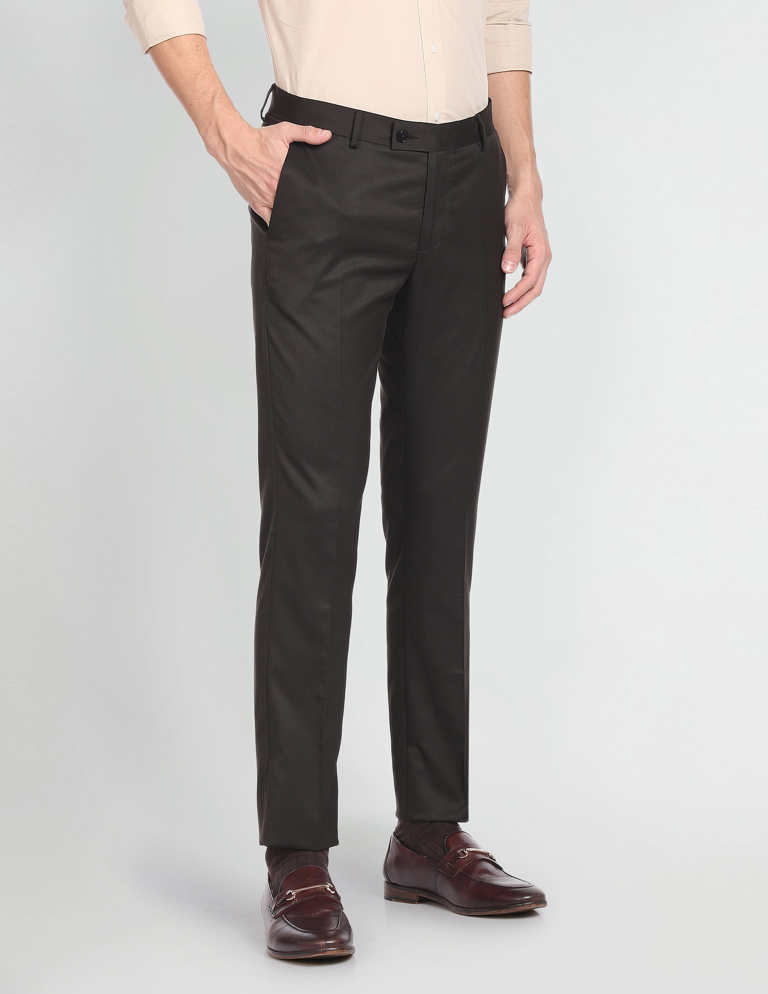 Arrow Solid Dobby Formal Trousers