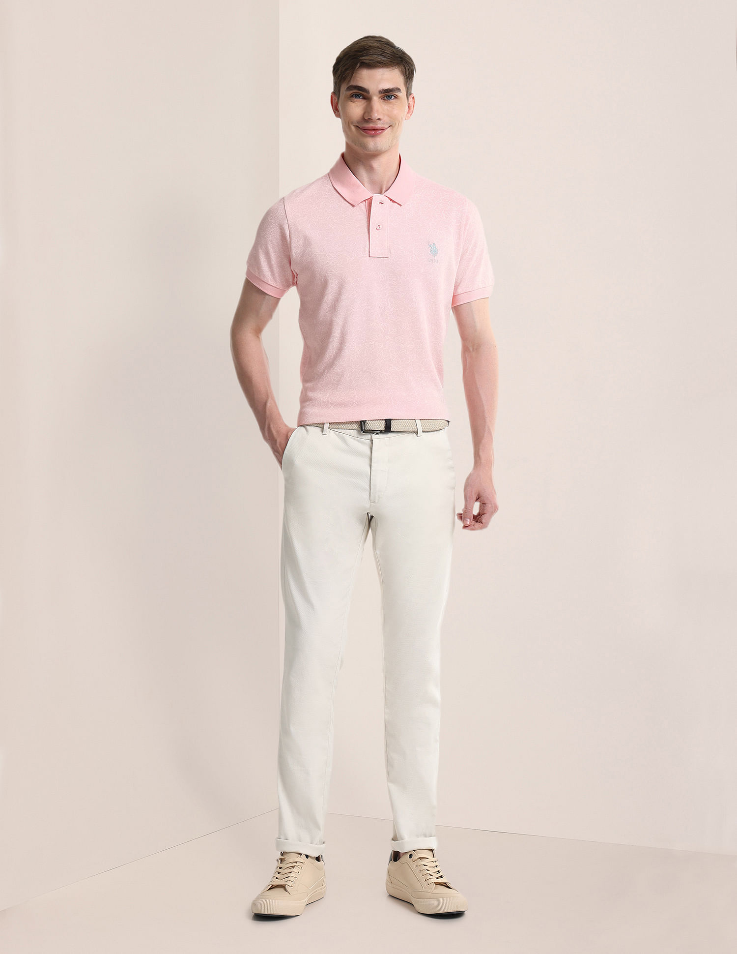 U.S. Polo Assn. Floral Printed Slim Polo Shirt
