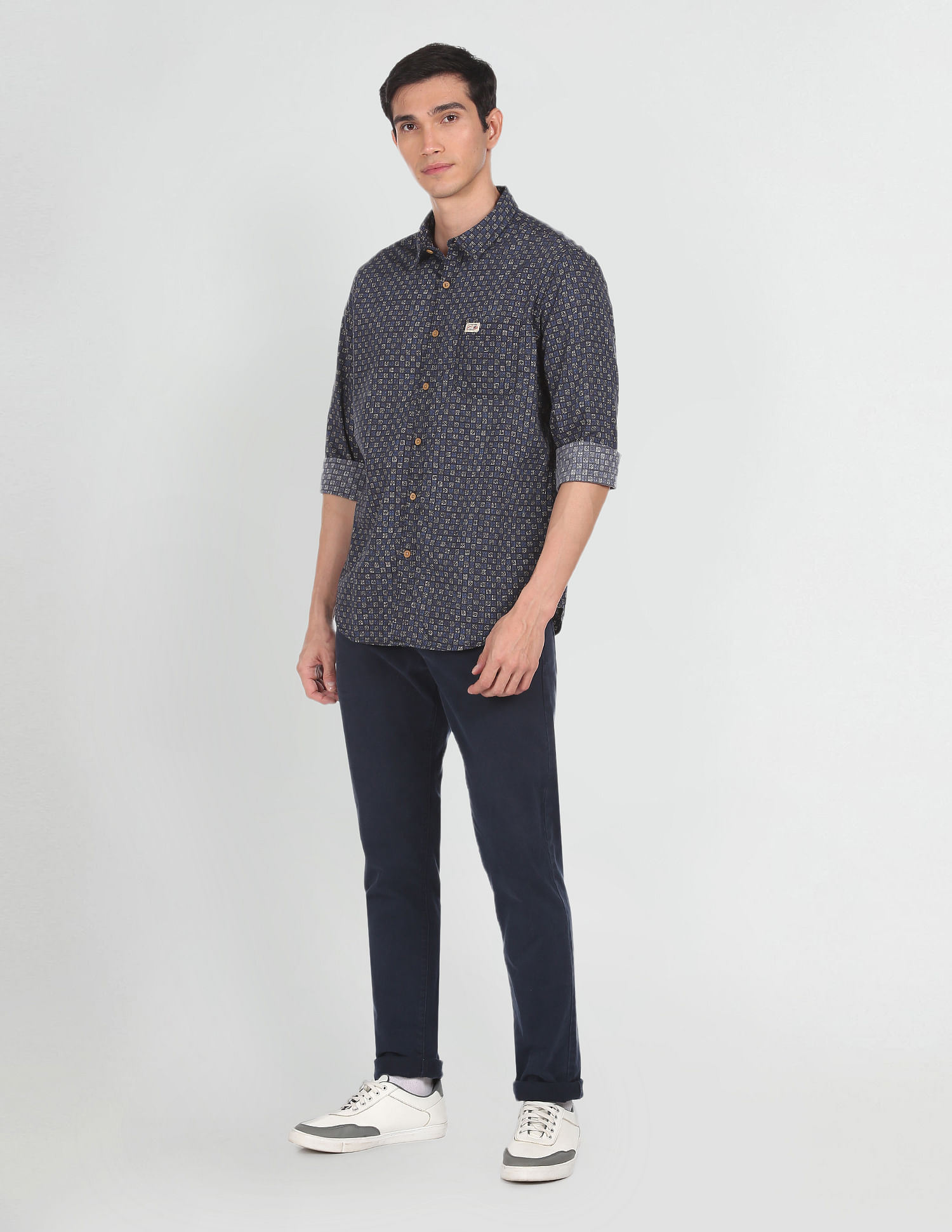 U.S. Polo Assn. Denim Co. Rounded Cuff Printed Casual Shirt
