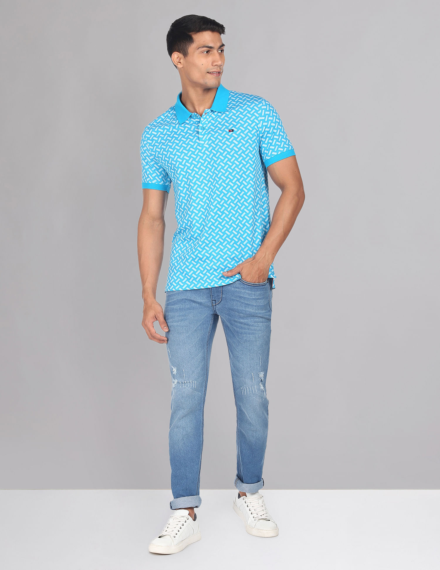 AD by Arvind Modern All Over Print Polo Shirt