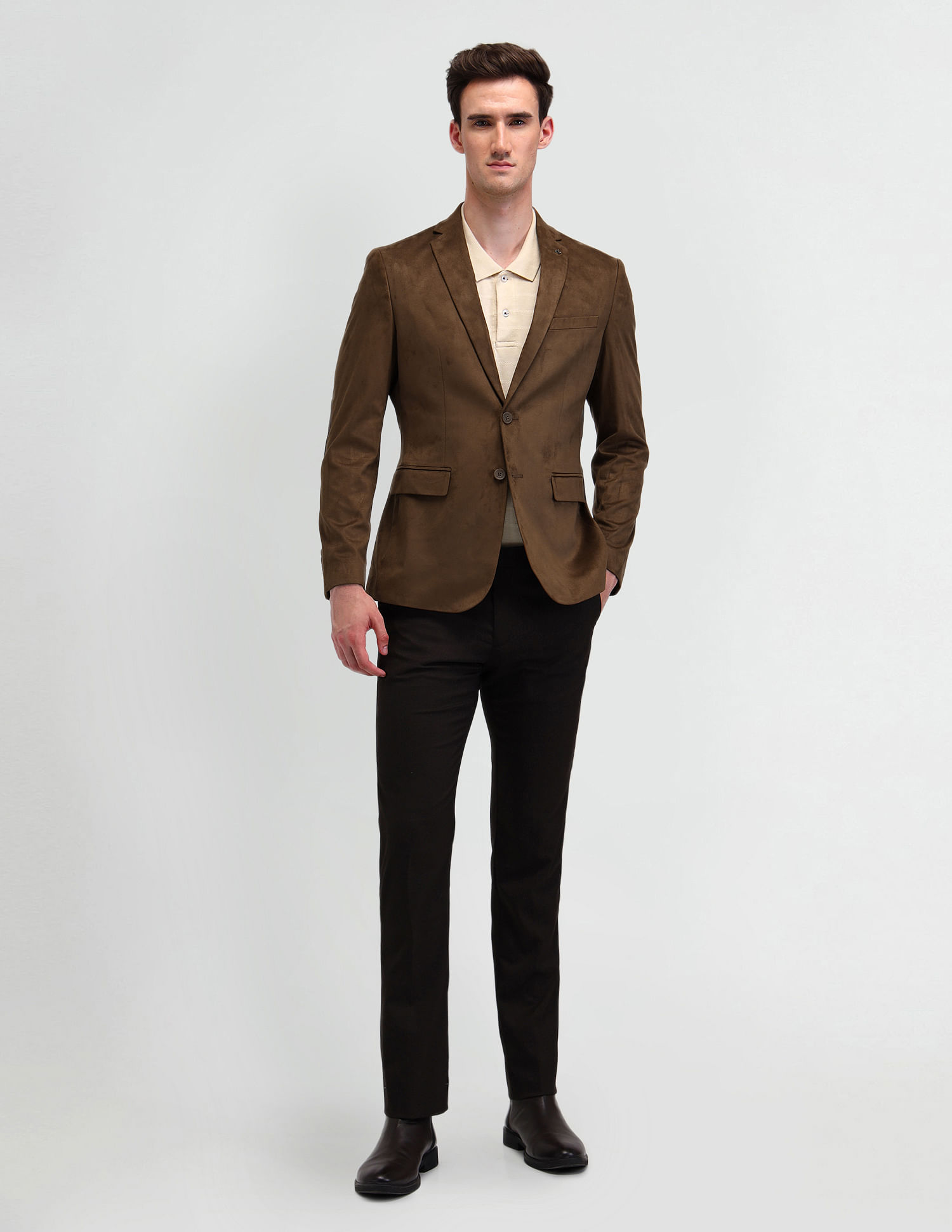 Arrow Zero Calorie Slim Fit Knitted Suede Blazer