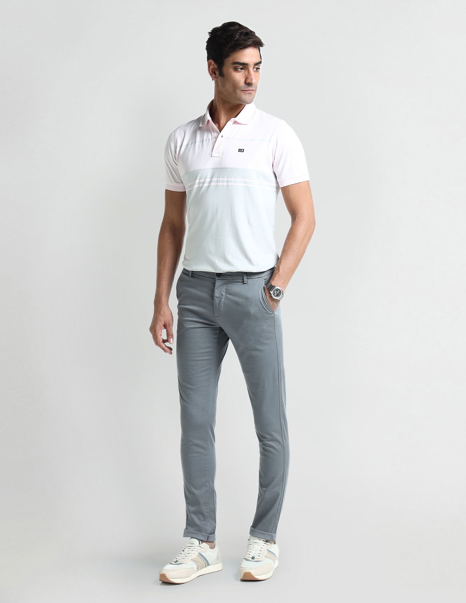 Arrow Sport Slim Fit Geometric Patterned Trousers