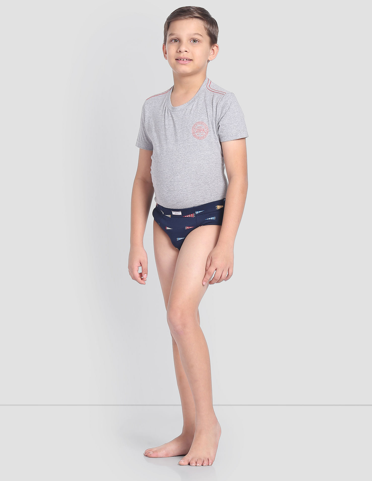 USPA Innerwear Boys Mid Rise Cotton Spandex OKB01 Briefs - Pack Of 3