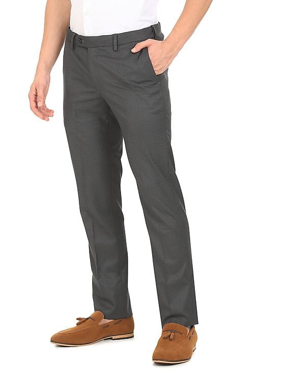 Buy Arrow Men Grey Hudson Tailored Fit 