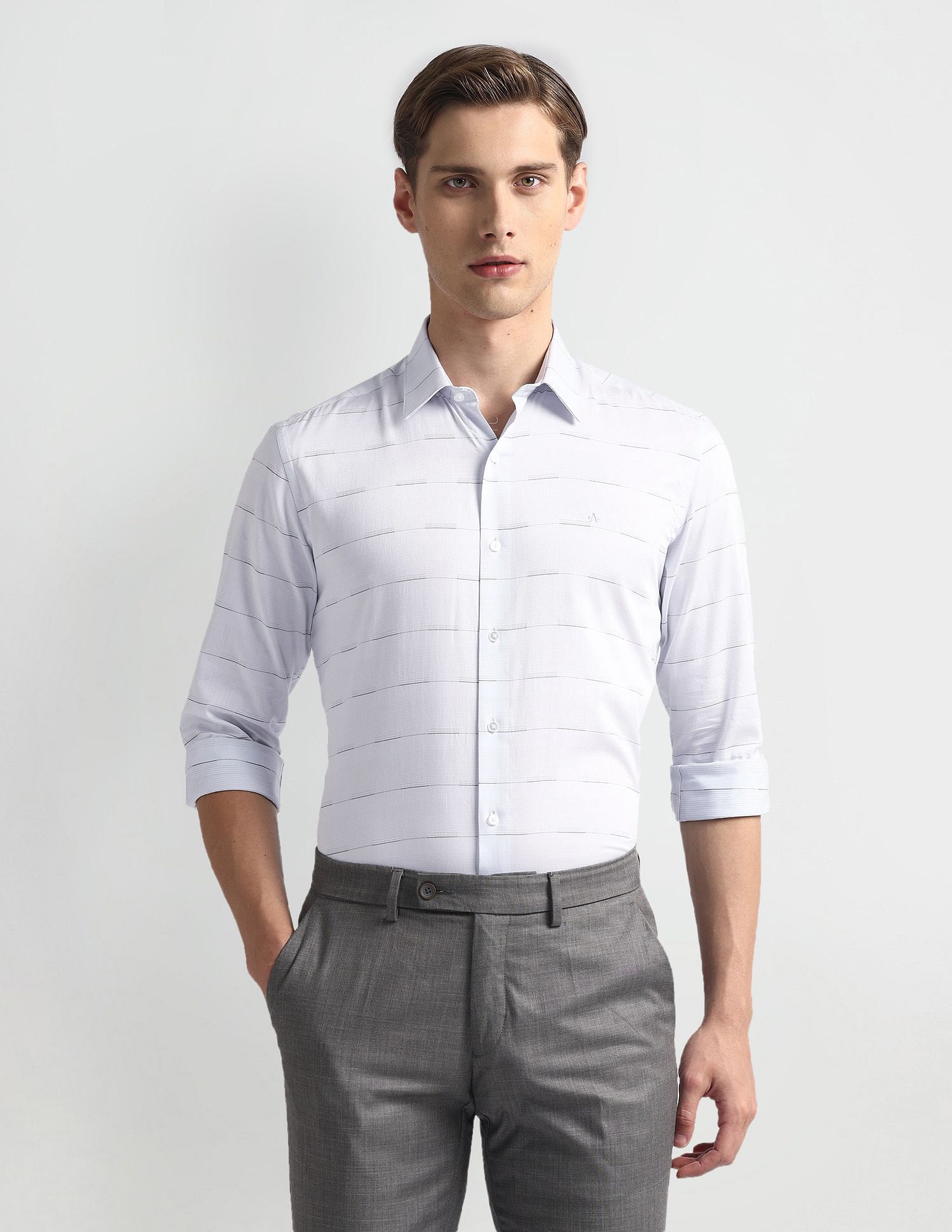 Arrow Newyork Horizontal Stripe Slim Fit Shirt