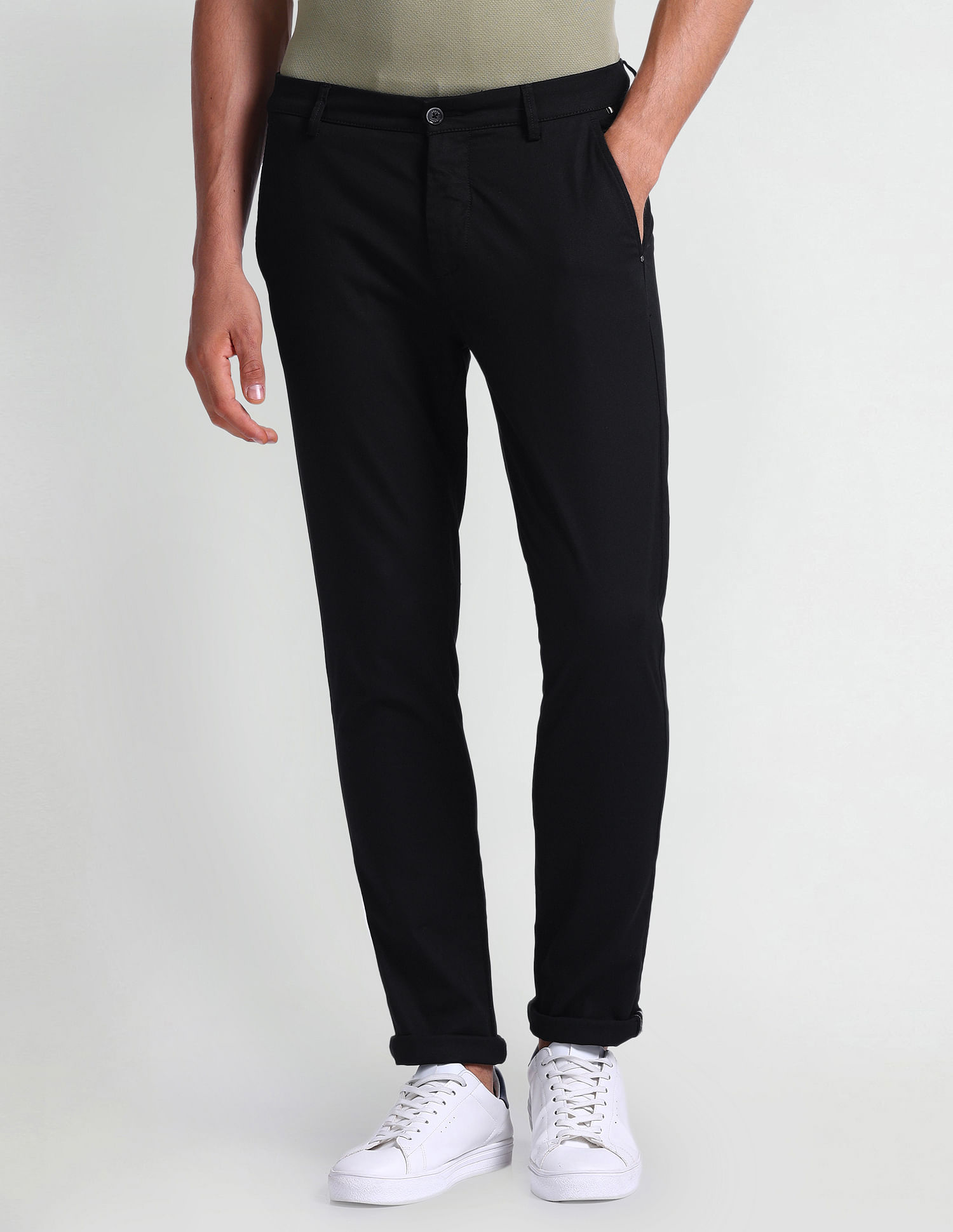 Arrow Sports Mid Rise Slim Fit Trousers