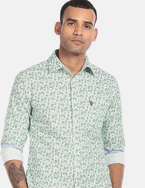 U.S. Polo Assn. Spread Collar Cotton Printed Casual Shirt