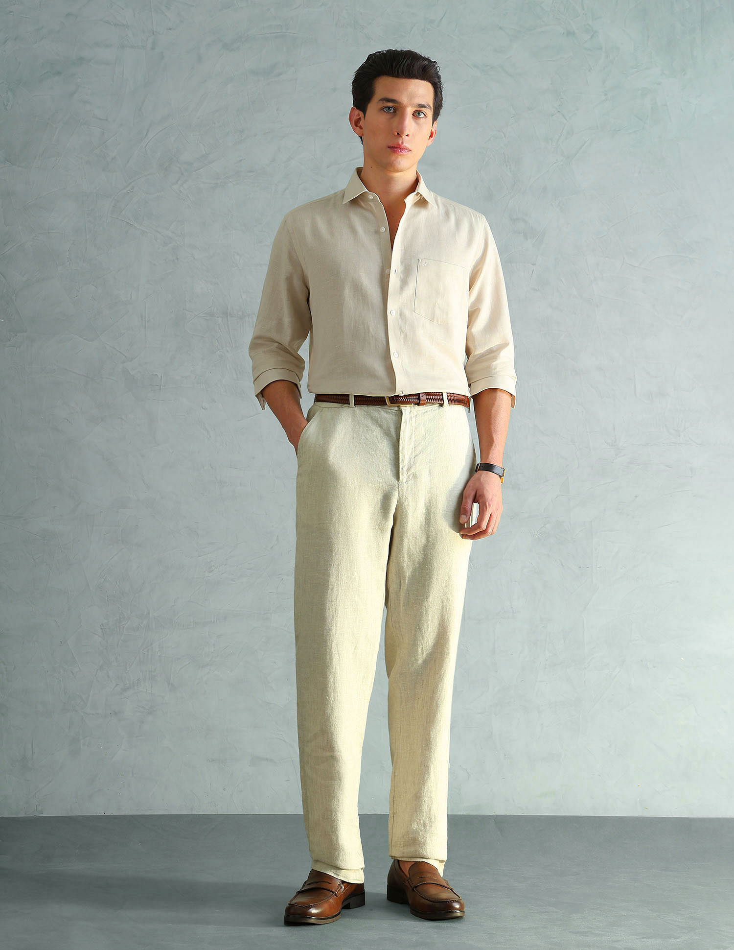 Arrow Cotton Linen Slim Fit Shirt