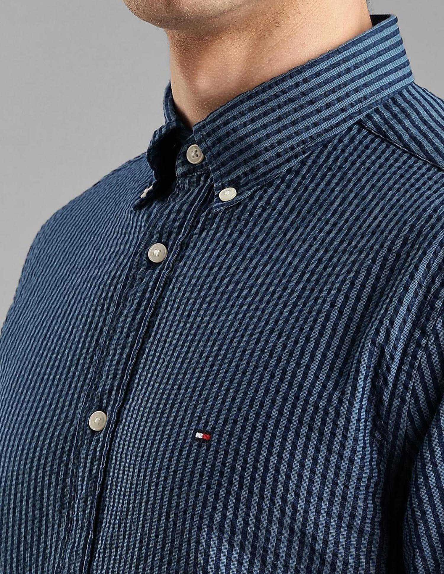 Tommy Hilfiger Striped Regular Fit Plain Woven Shirt