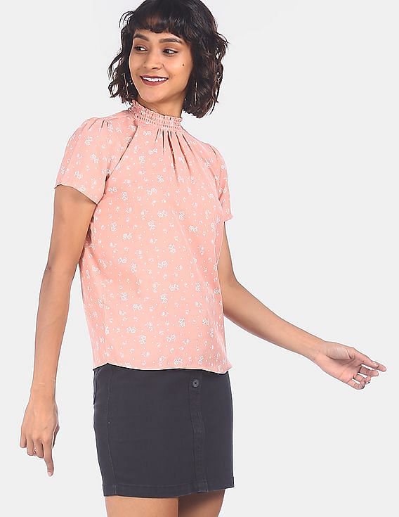 light pink mock neck top