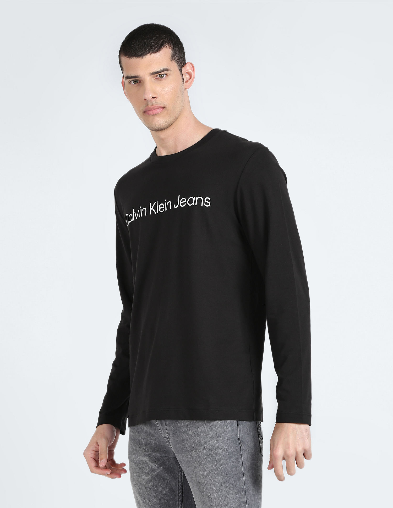 Buy Calvin Klein Jeans Crew Logo Cotton T-Shirt Instil Neck