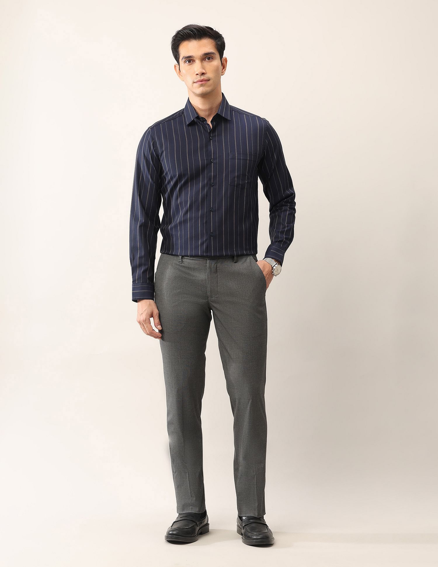 Arrow Vertical Striped Cotton Ceremonial Shirt
