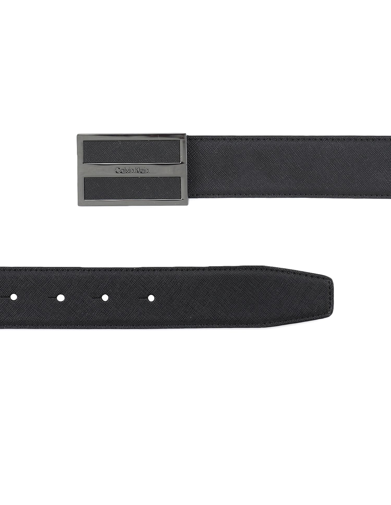 Calvin Klein Leather Inlaid Plaque Saff Belt