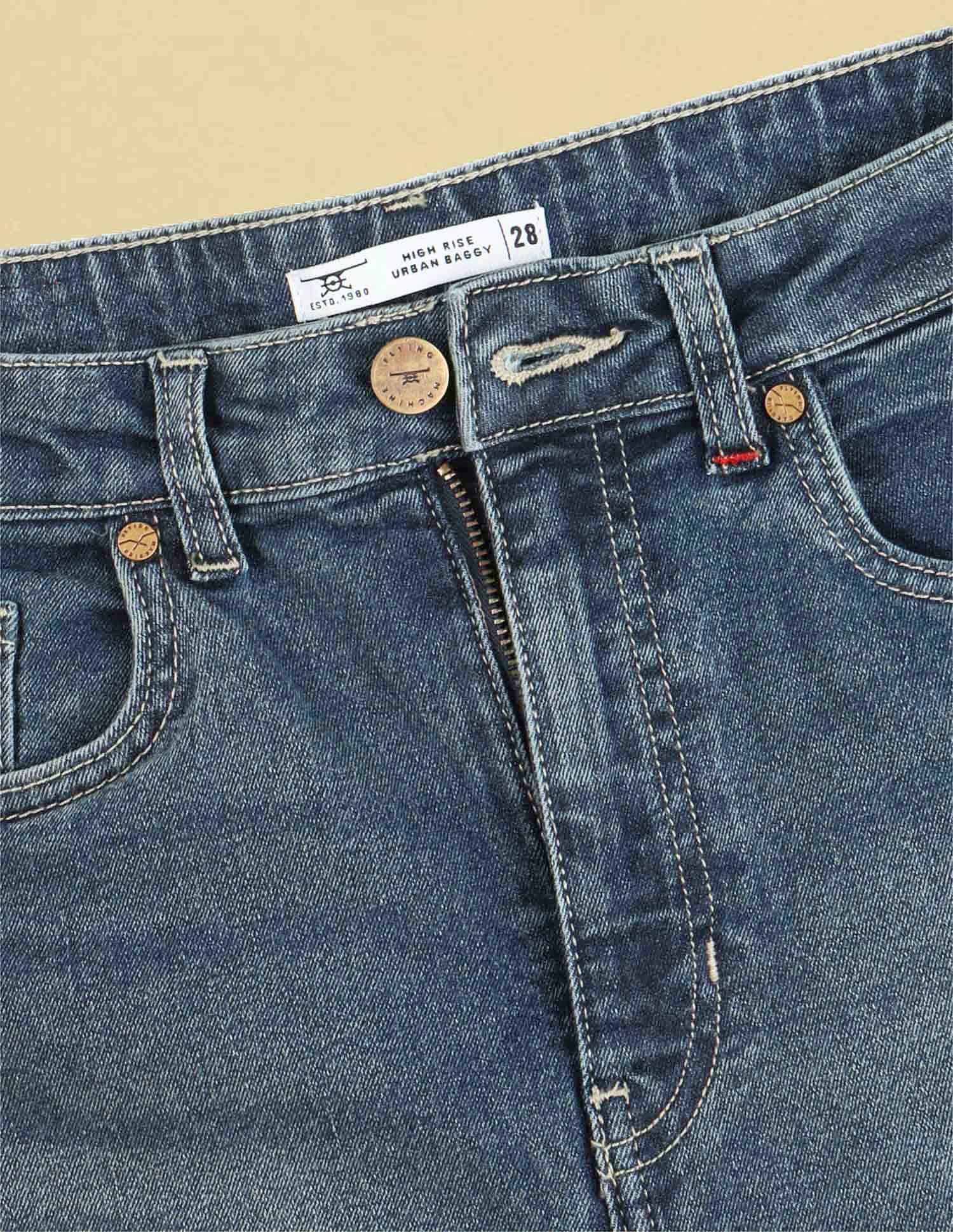 Flying Machine Women K-Street X High Rise Baggy Fit Tinted Jeans