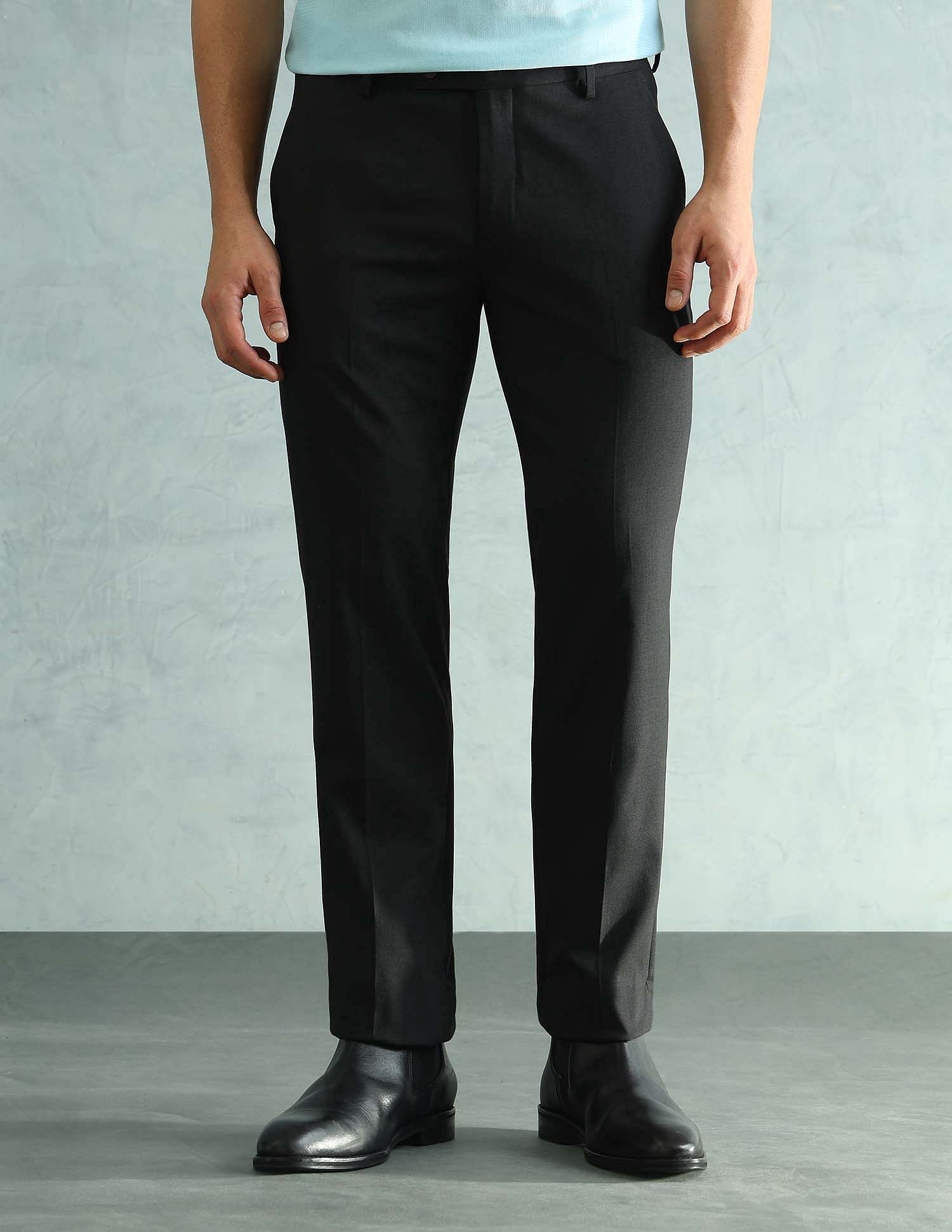 Arrow Solid Slim Fit Formal Trousers