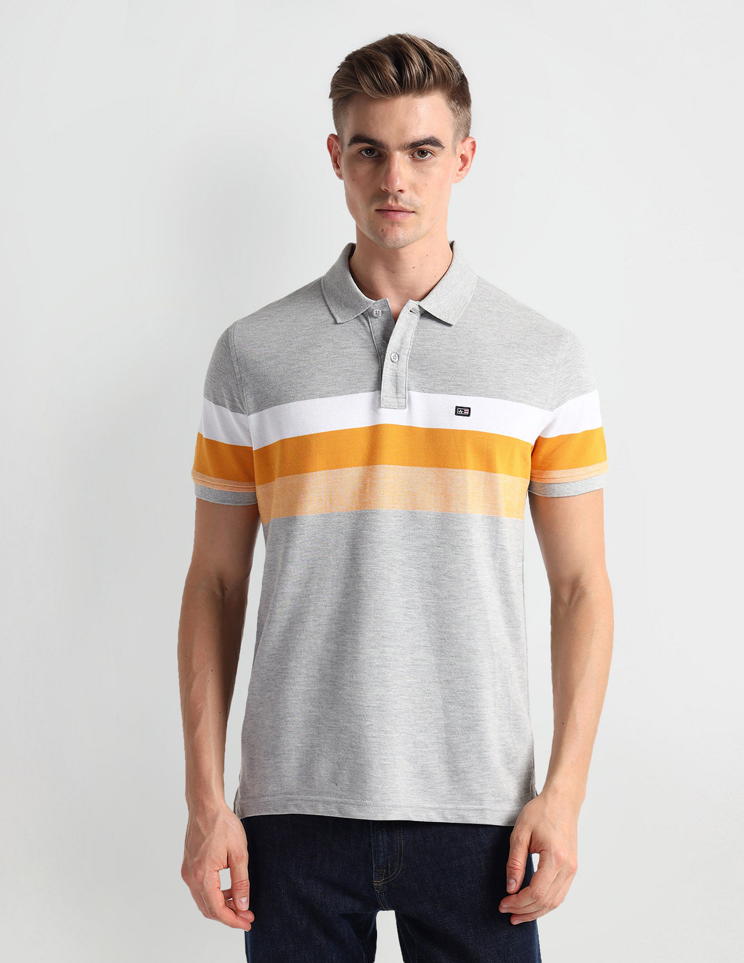 Arrow Sports Pique Knit Heathered Polo Shirt