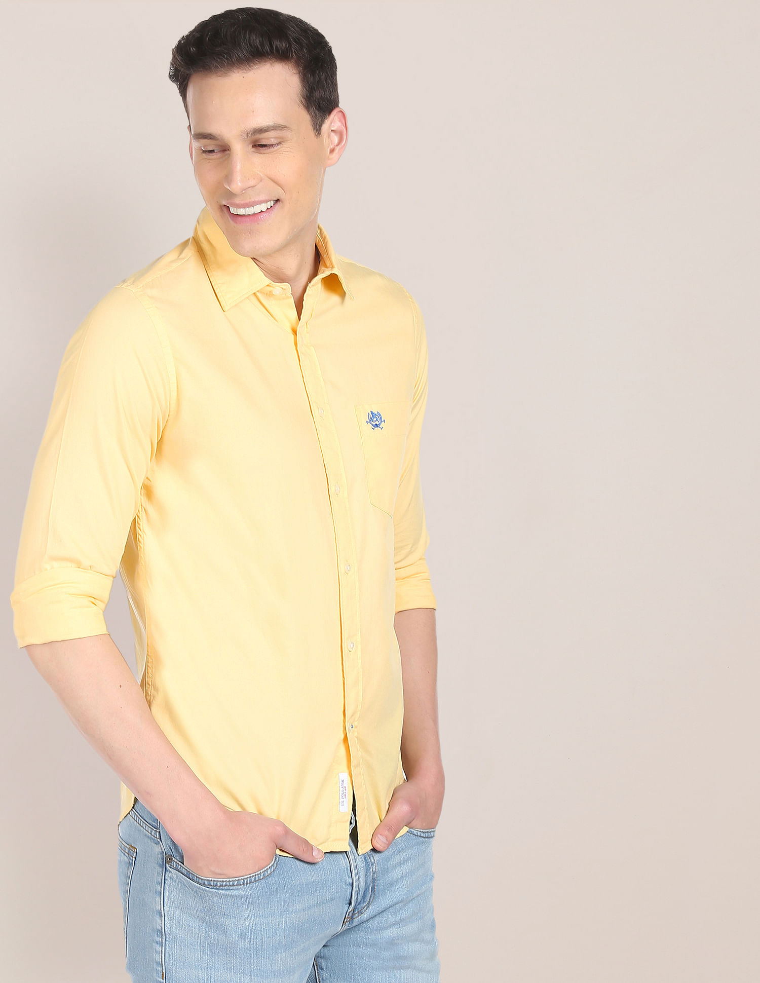 Buy U.S. Polo Assn. Pure Cotton Solid Casual Shirt 