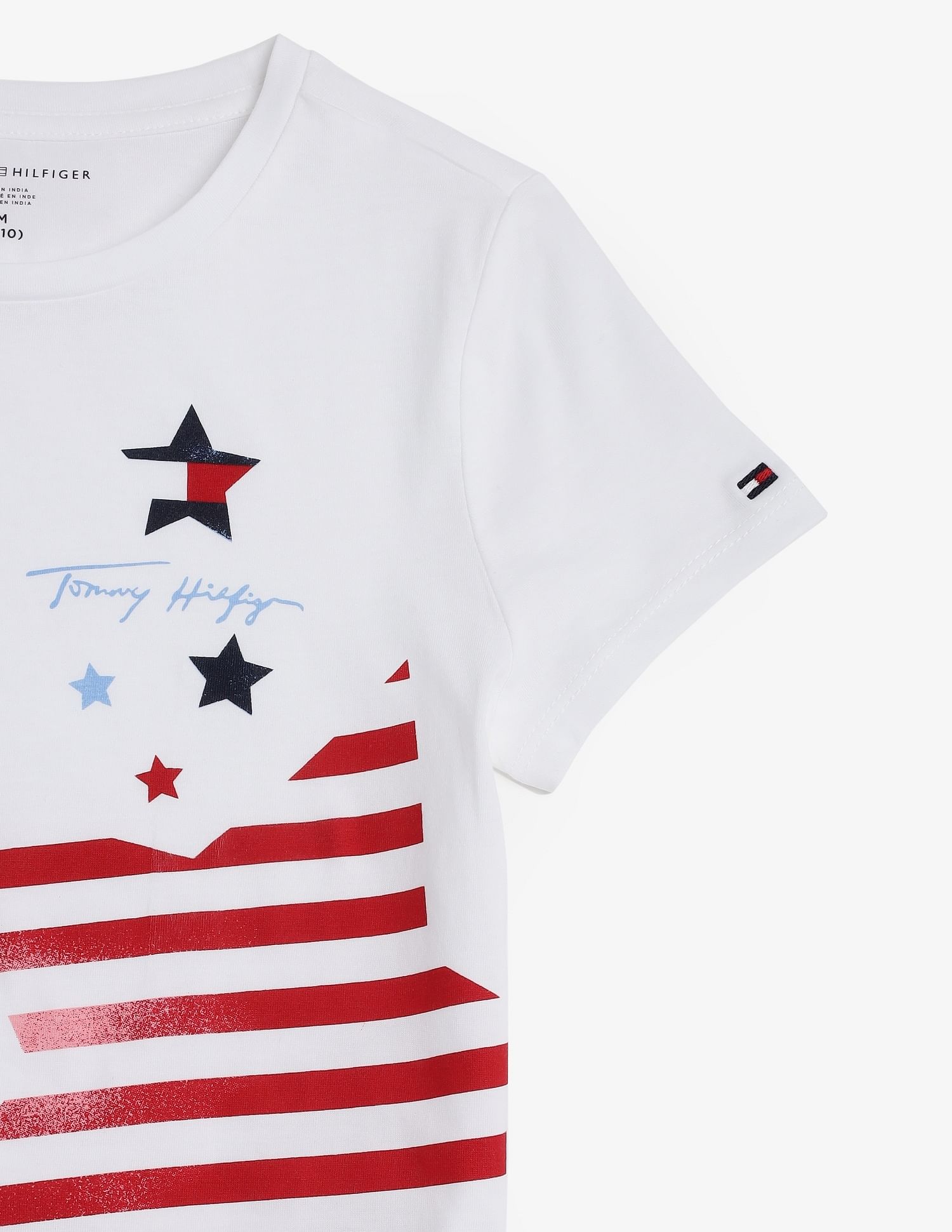 Tommy Hilfiger Kids Girls Printed Regular Fit Cotton T-Shirt
