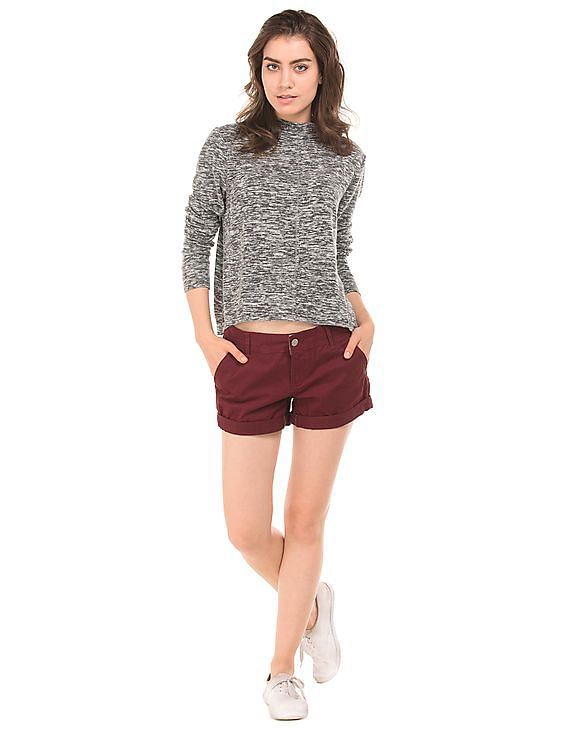 Aeropostale High Neck Heathered Top