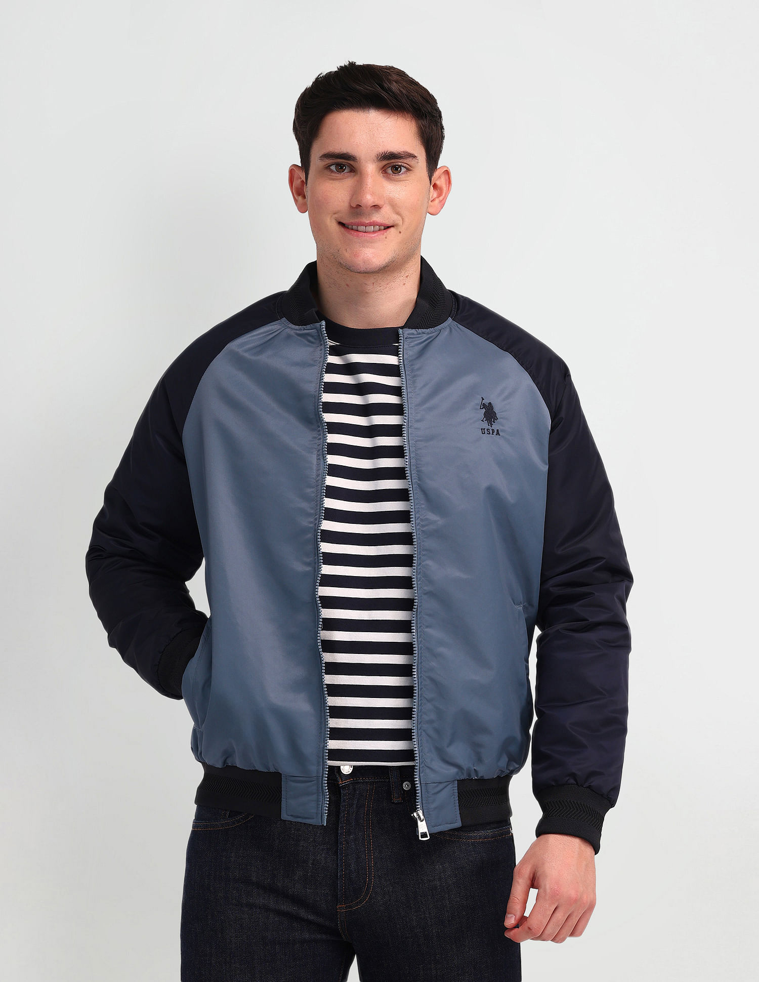 U.S. Polo Assn. Denim Co. Regular Fit Solid Bomber Jacket