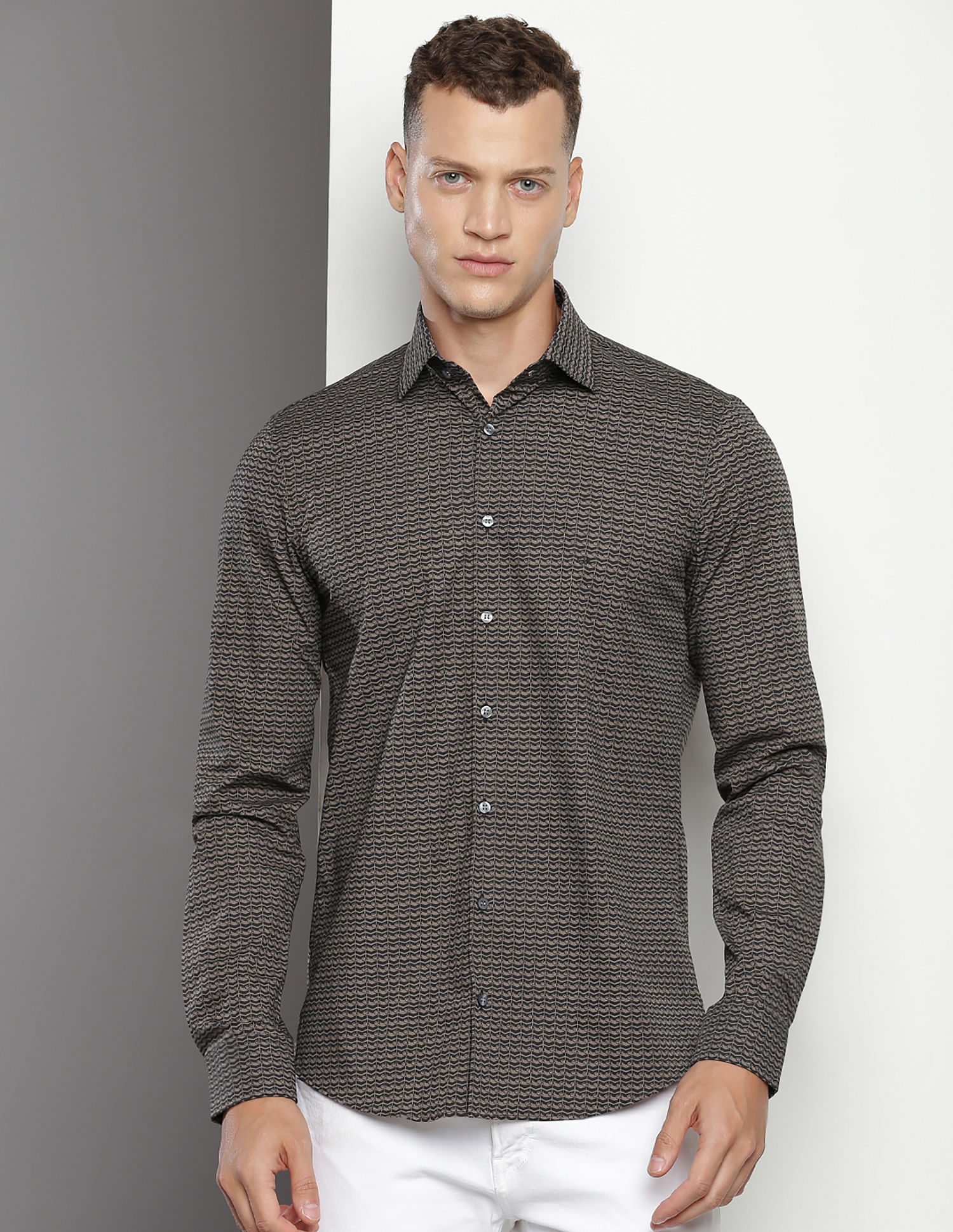Calvin Klein Brand Print Poplin Shirt