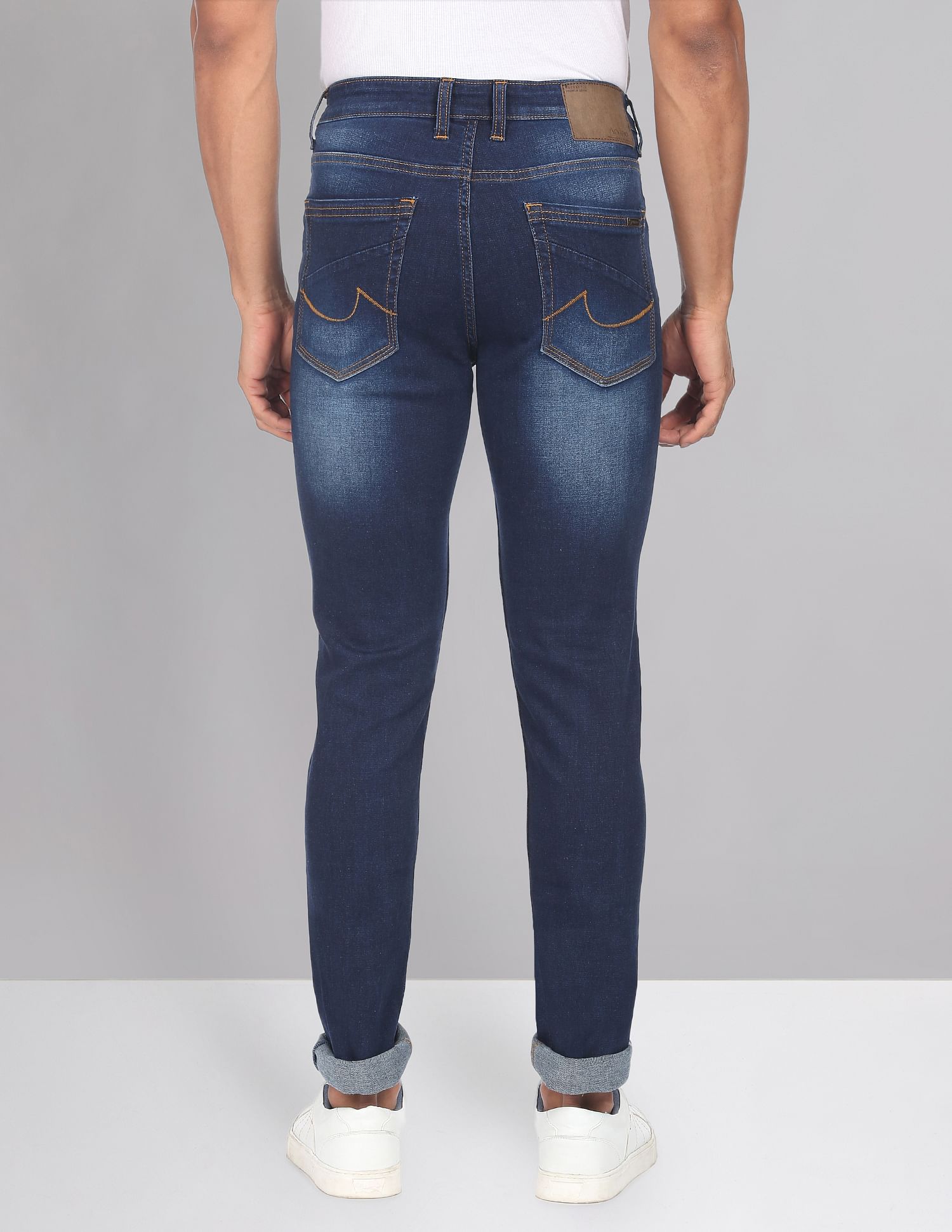 AD by Arvind Skinny Fit Stone Wash Stretch Jeans