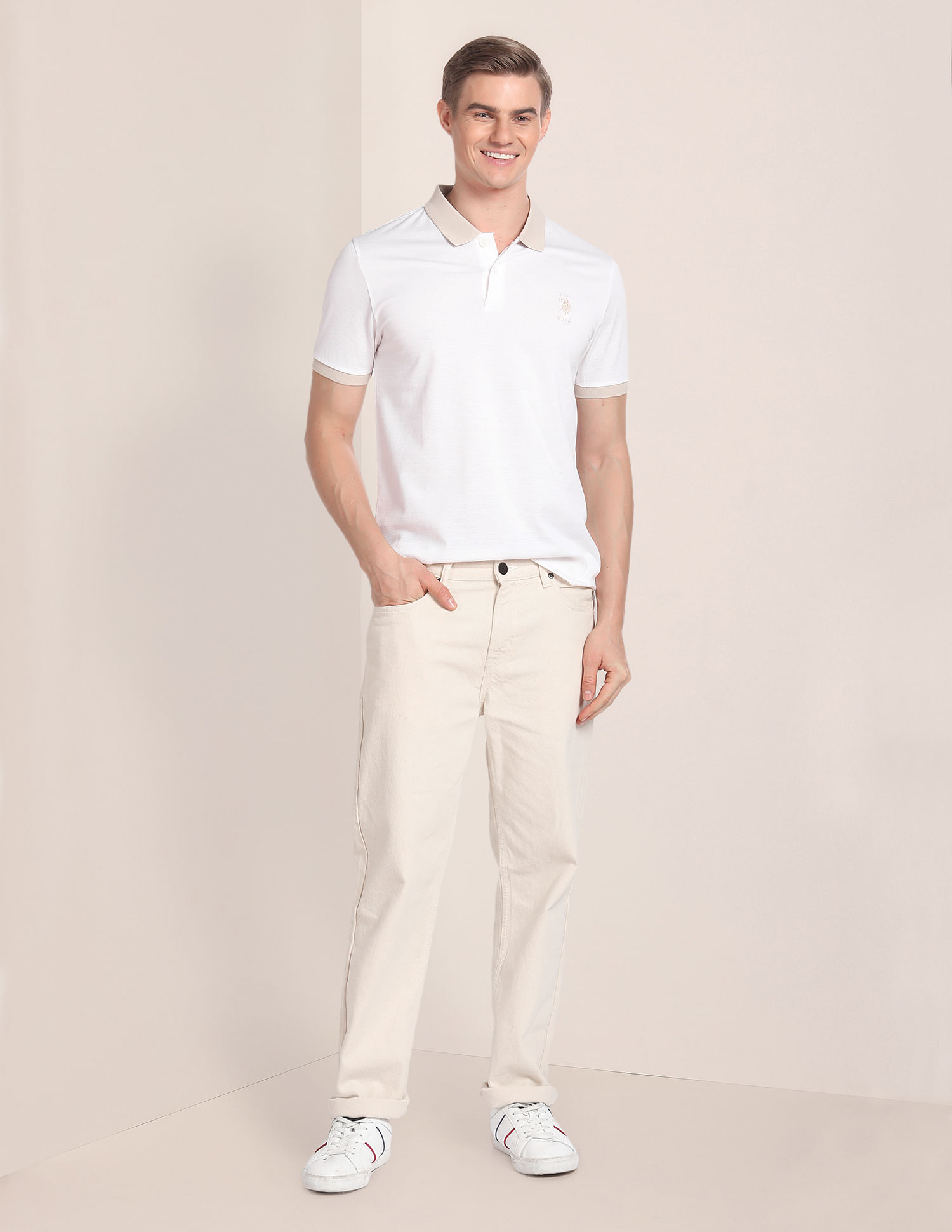 U.S. Polo Assn. Contrast Collar Solid Polo Shirt
