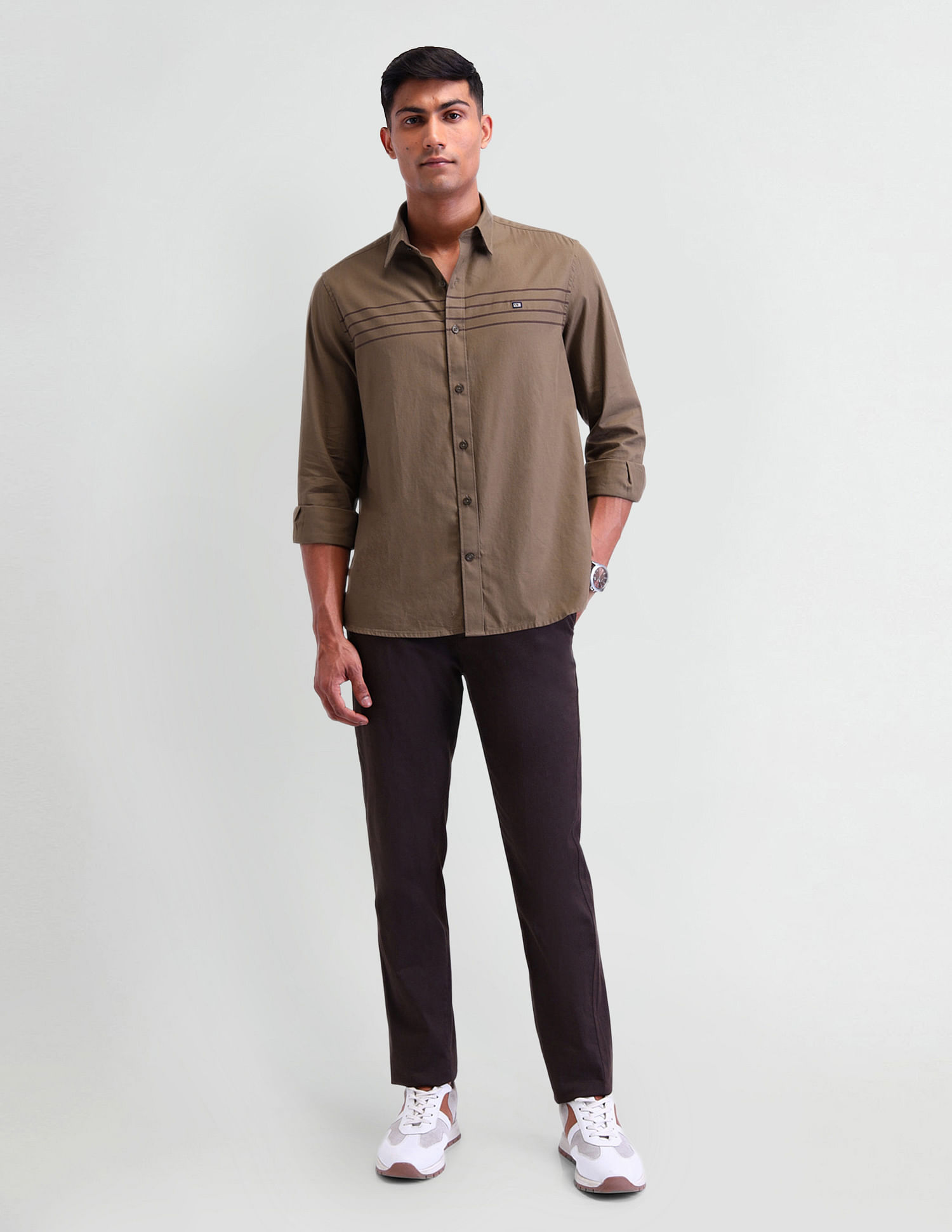 Arrow Sport Horizontal Striped Slim Fit Shirt