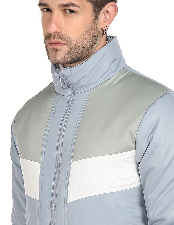 Flying Machine High Neck Colour Block Jacket