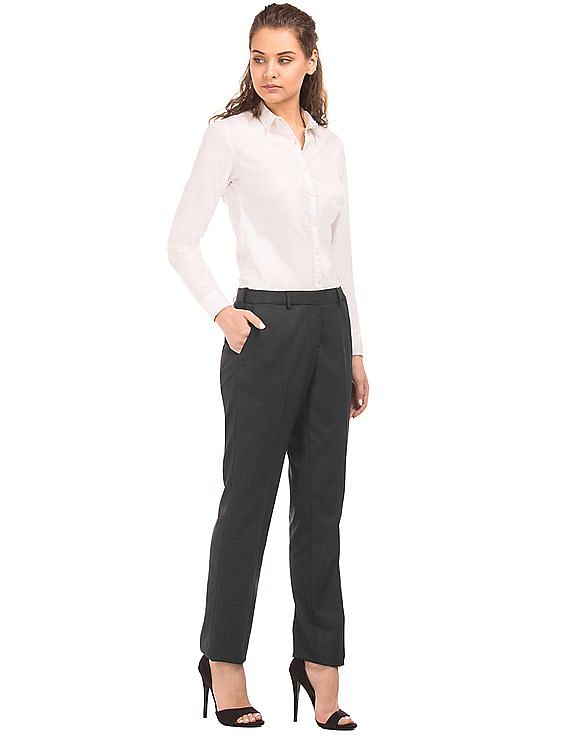 Textured Straight Fit Trousers