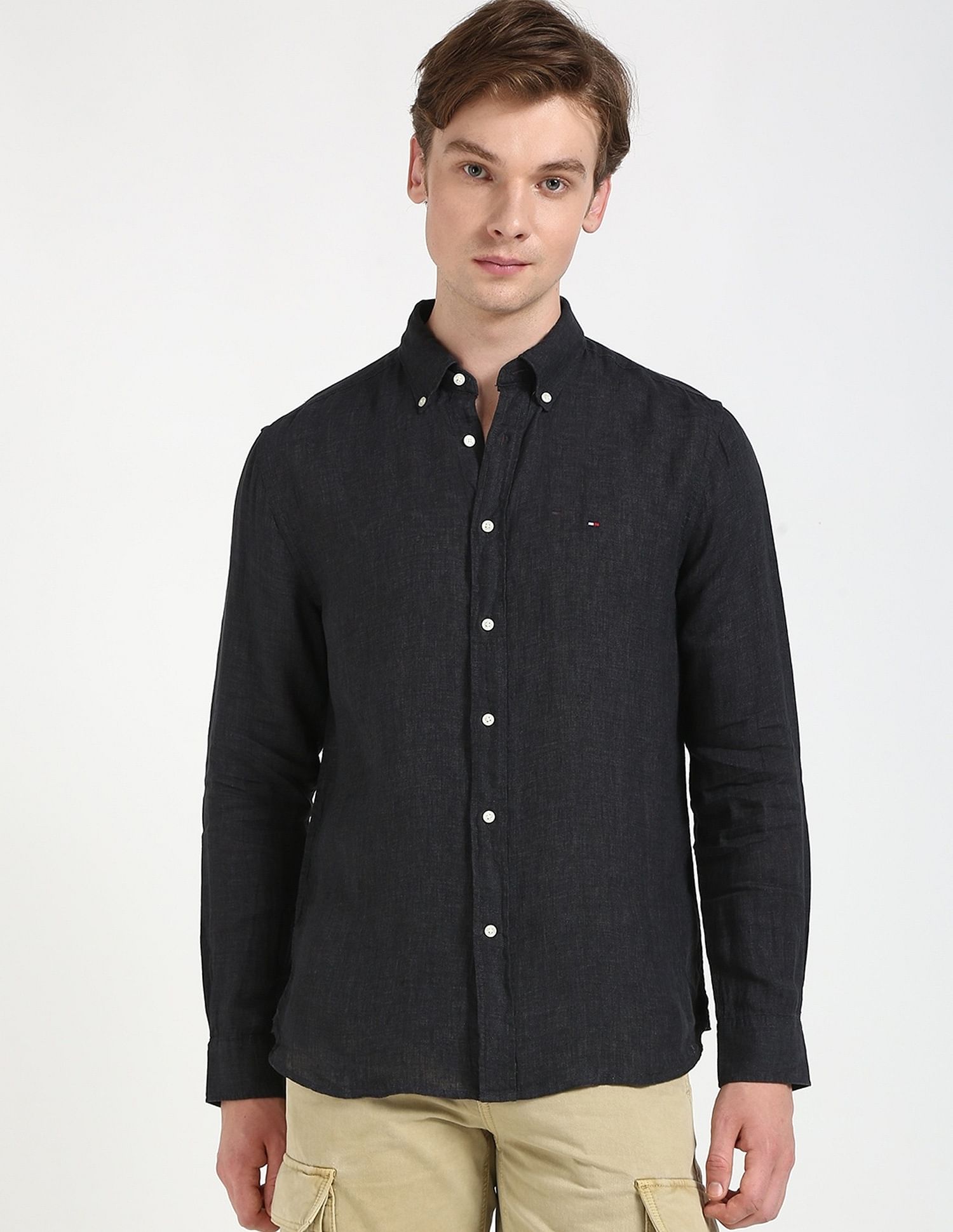 Tommy Hilfiger Solid Regular-Fit Linen Shirt