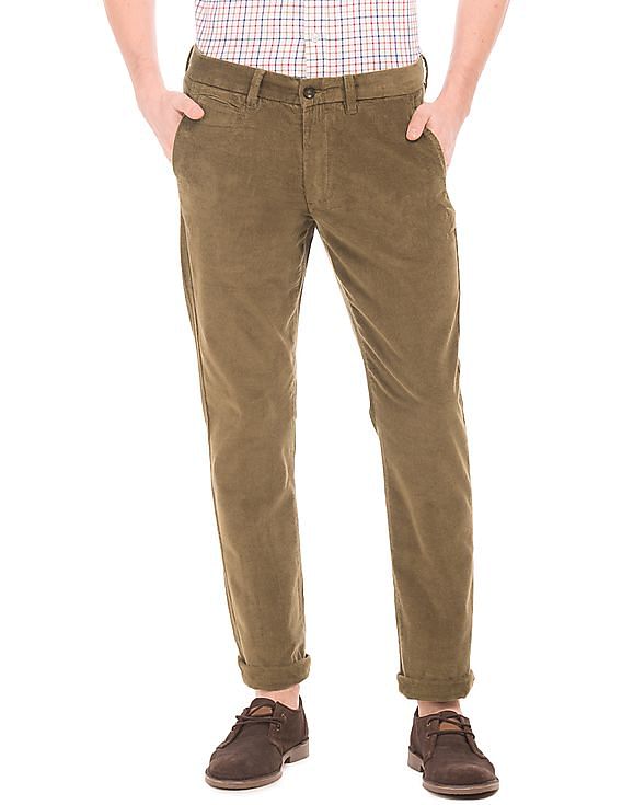 Buy U S Polo Assn Men Grey Slim Fit Corduroy Trousers - Trousers for Men  19182084 | Myntra