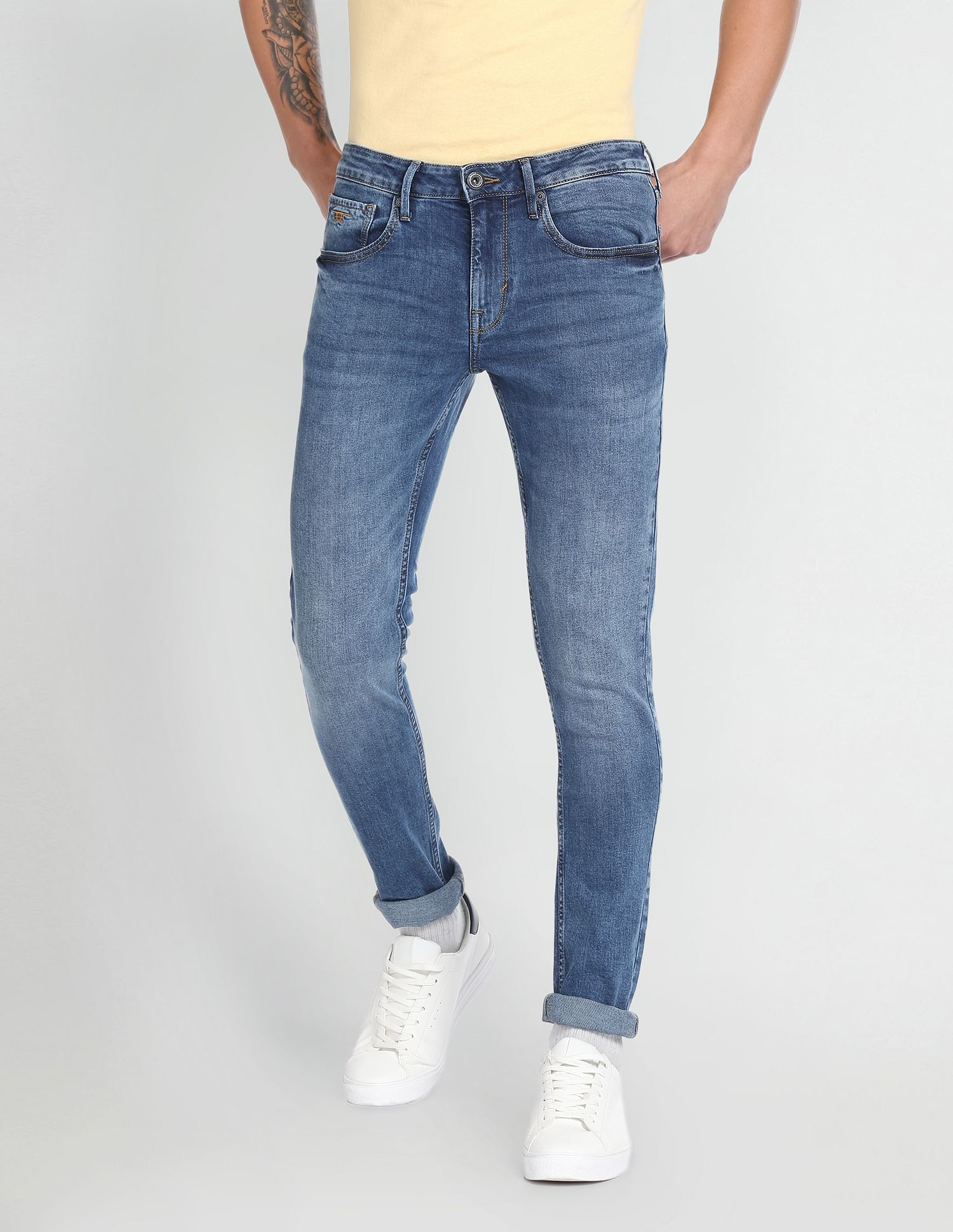 Flying Machine Low Rise Super Skinny Fit Wash Jeans