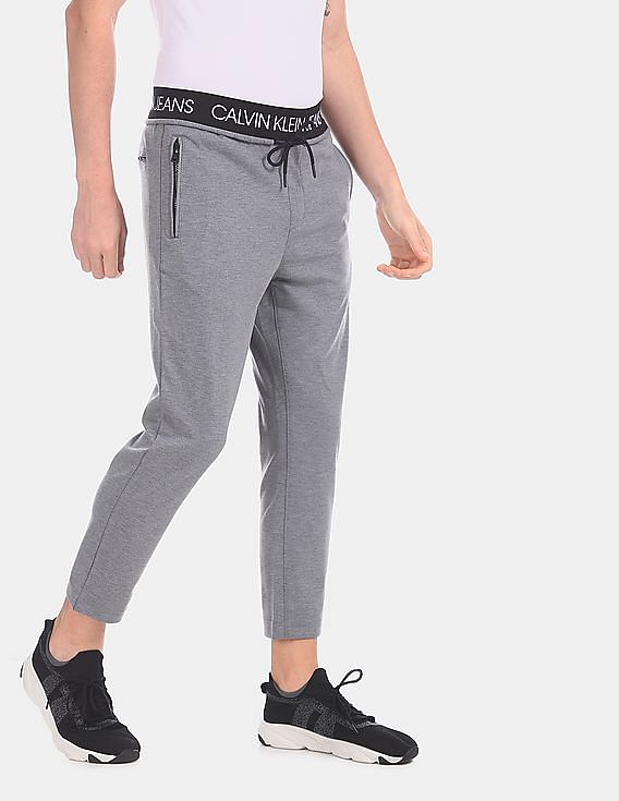 Buy Calvin Klein Men Grey Drawstring Heathered Track Pants 