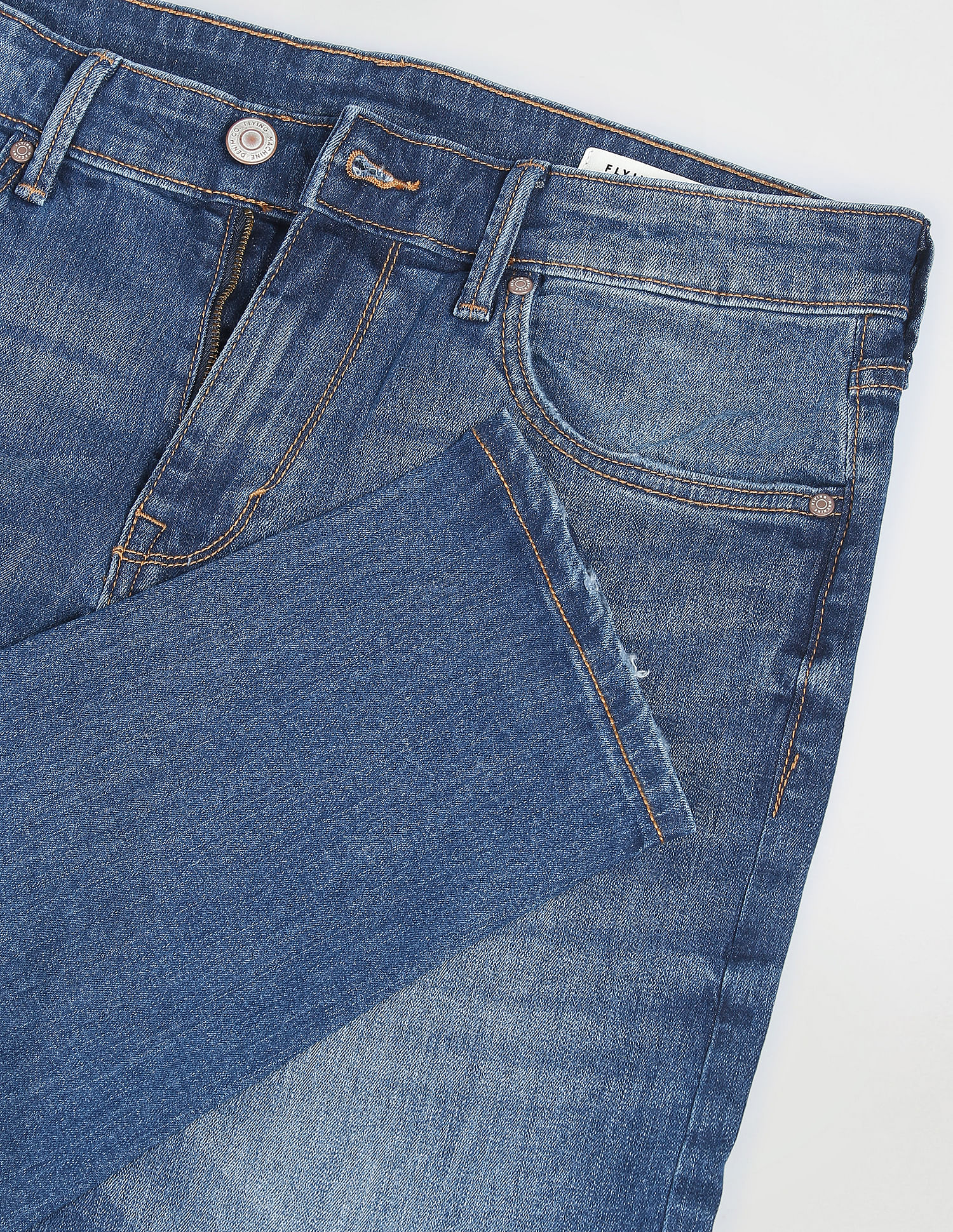 Flying Machine Slash Slim Tapered Fit Stone Wash Classic Vintage Jeans